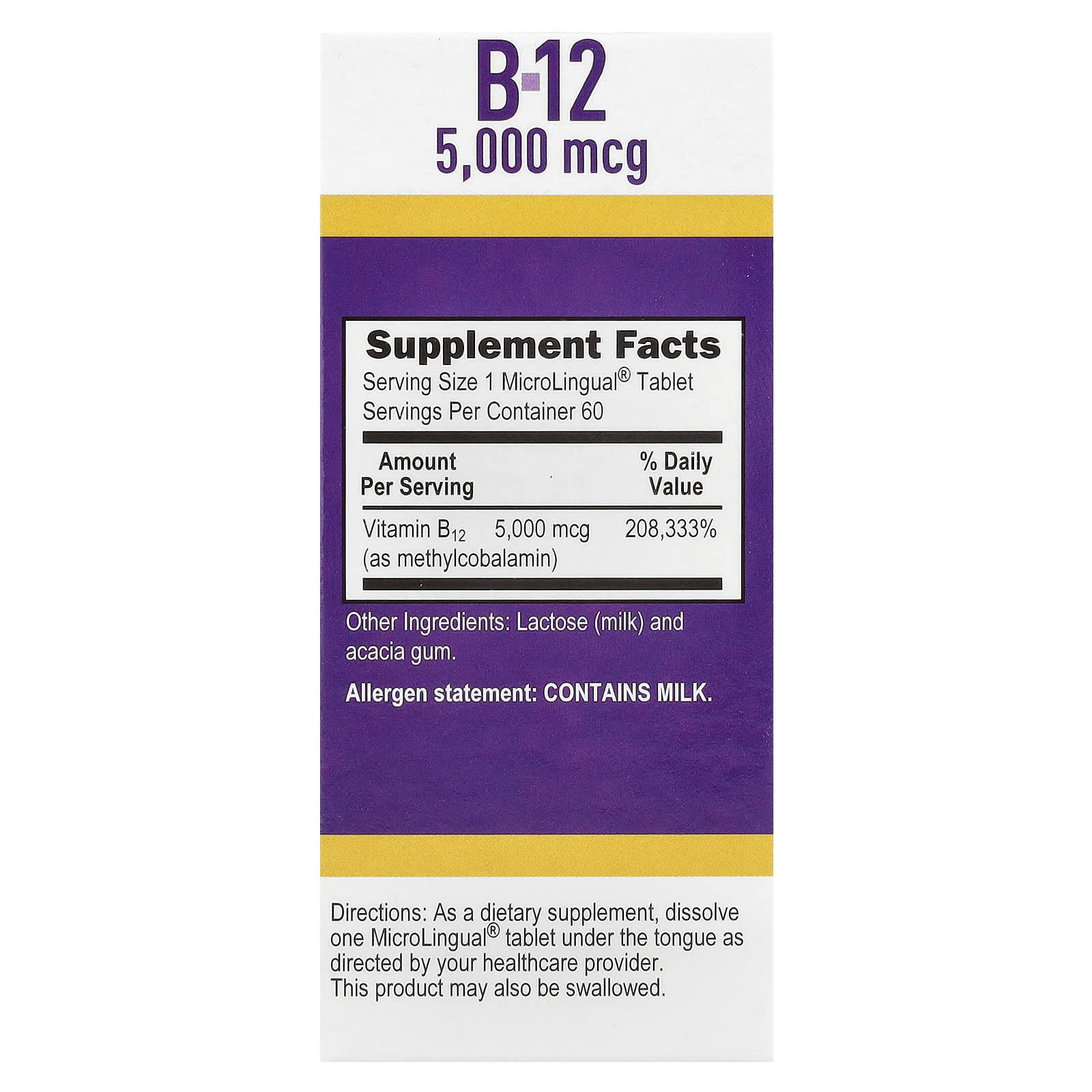 Superior Source, Methylcobalamin B-12, 5,000 mcg, 60 MicroLingual® Instant Dissolve Tablets - Image 2