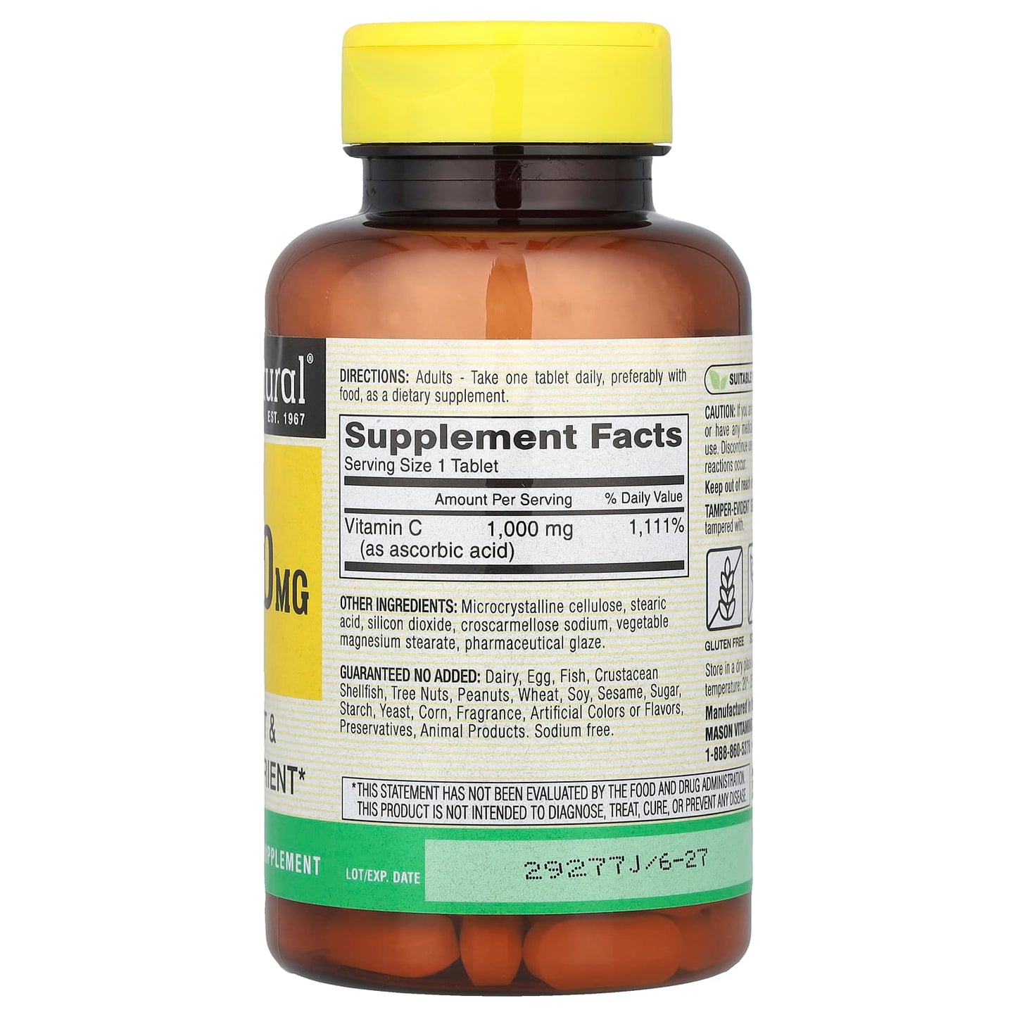 Mason Natural, Vitamin C, 1,000 mg, 100 Tablets - Image 2