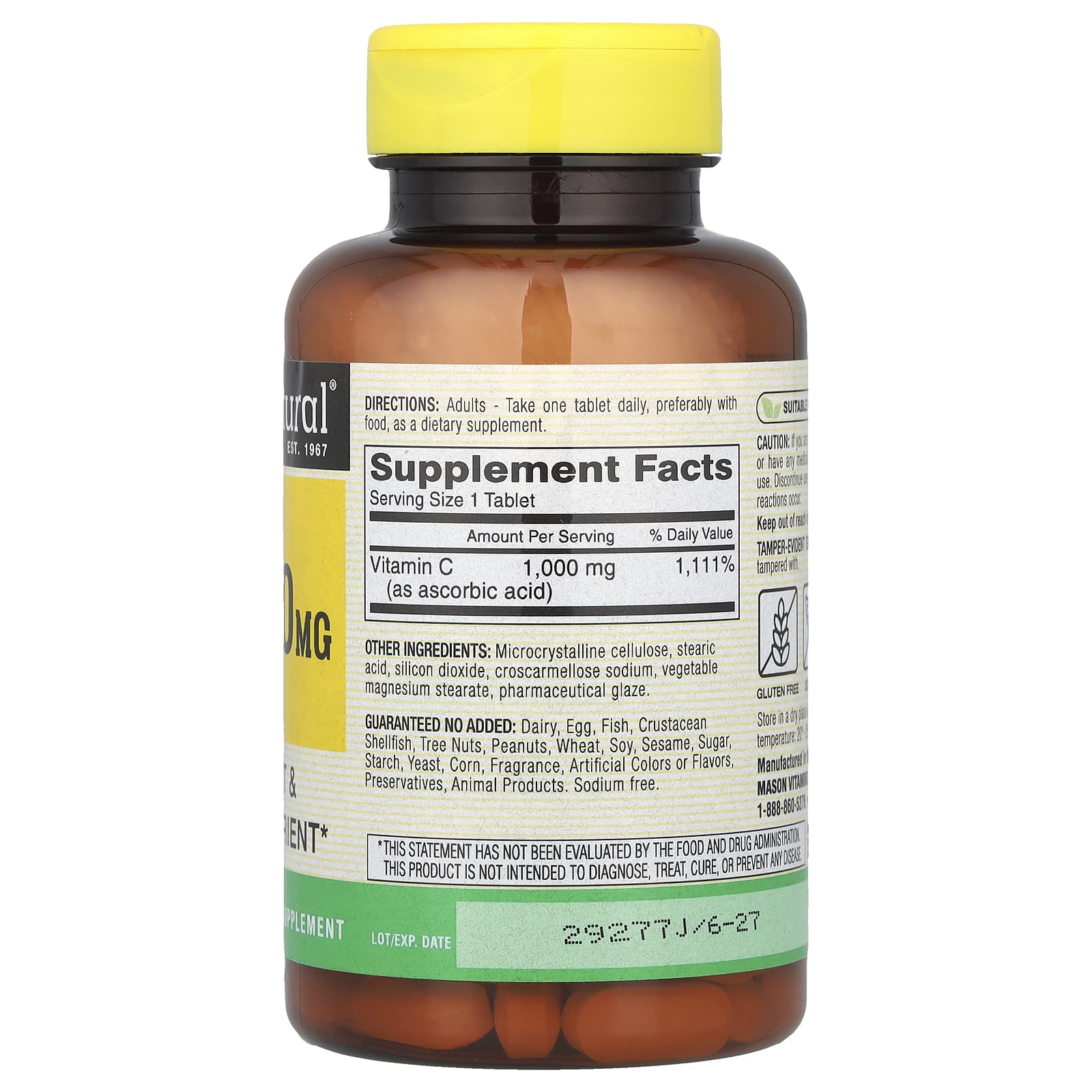 Mason Natural, Vitamin C, 1,000 mg, 100 Tablets - Image 2