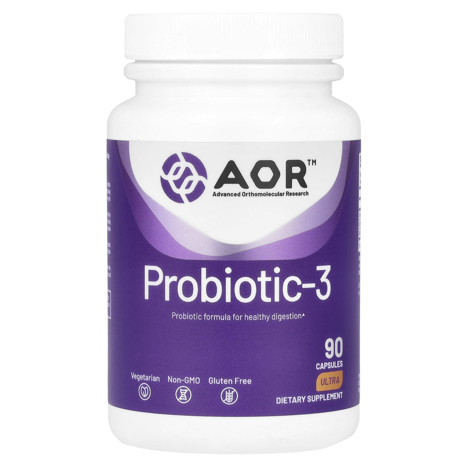 Probiotic-3 for Healthy Digestion by AOR - 90 Capsules - Image 1