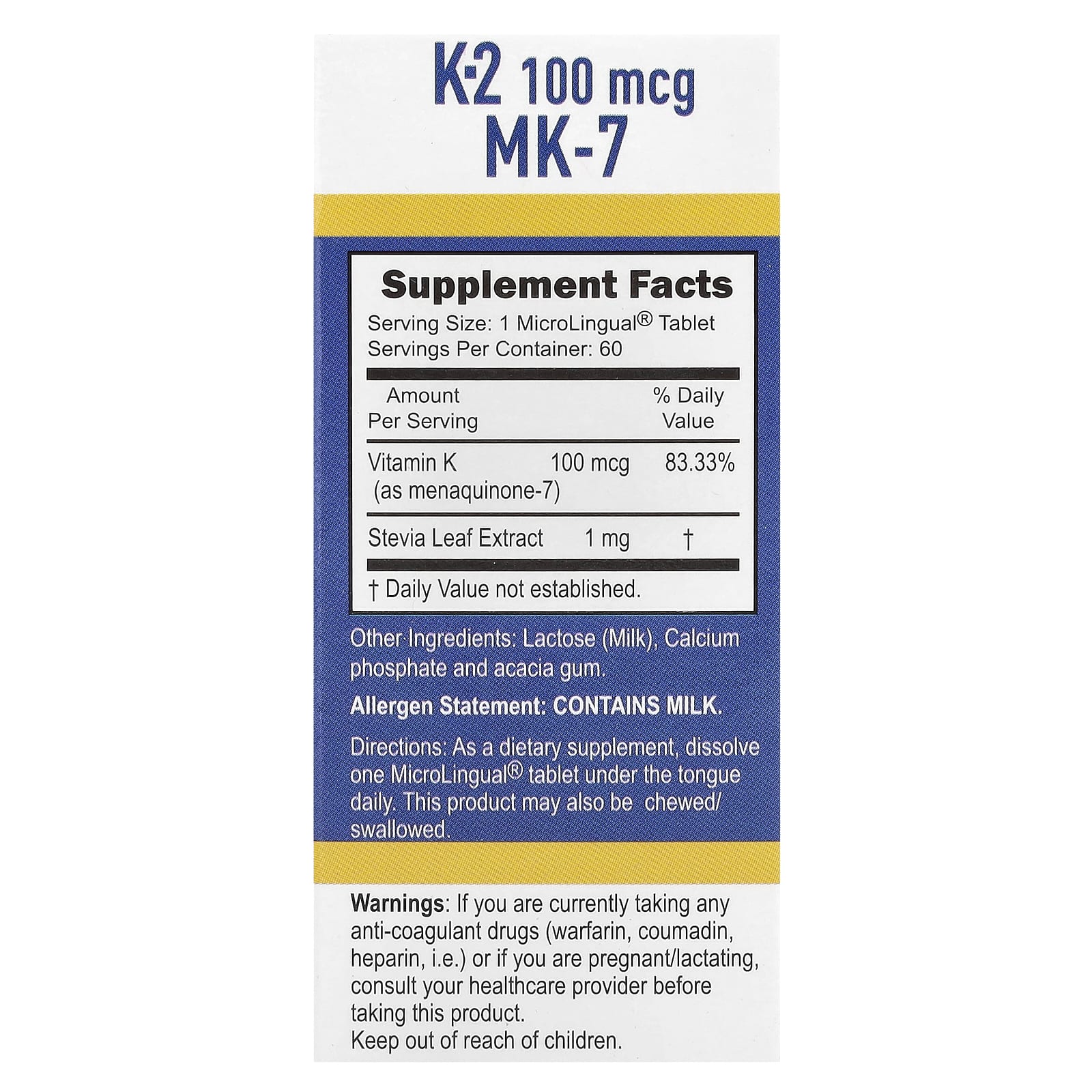 Superior Source, Vitamin K-2, 100 mcg, 60 MicroLingual® Instant Dissolve Tablets - Image 2