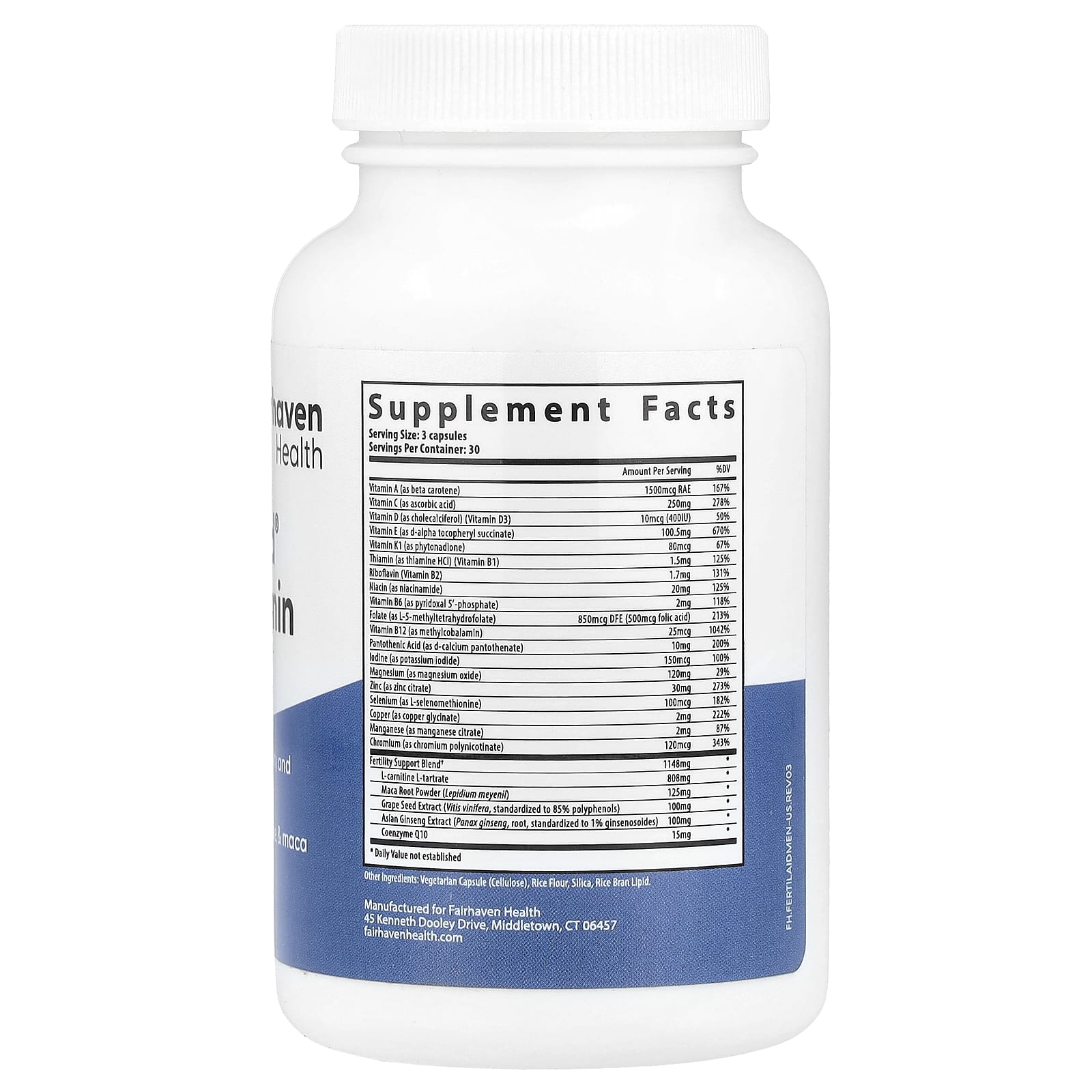 Fairhaven Health FertilAid Multivitamin for Men, 90 Capsules, Boost Fertility - Image 2