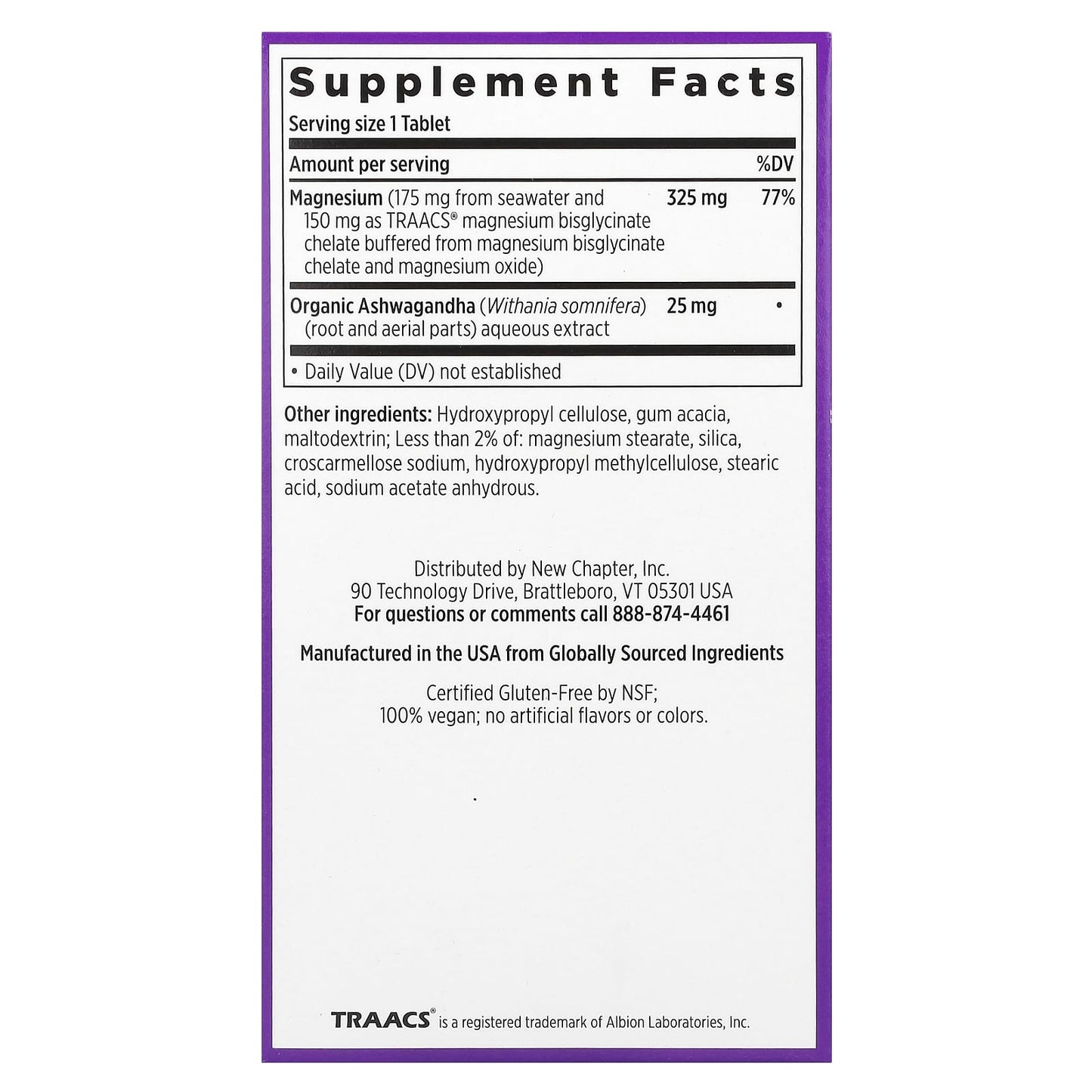 New Chapter, Magnesium + Ashwagandha, 30 Vegan Tablets - Image 2