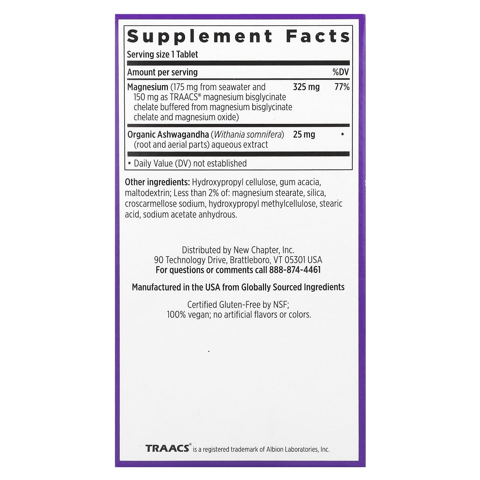 New Chapter, Magnesium + Ashwagandha, 30 Vegan Tablets - Image 2