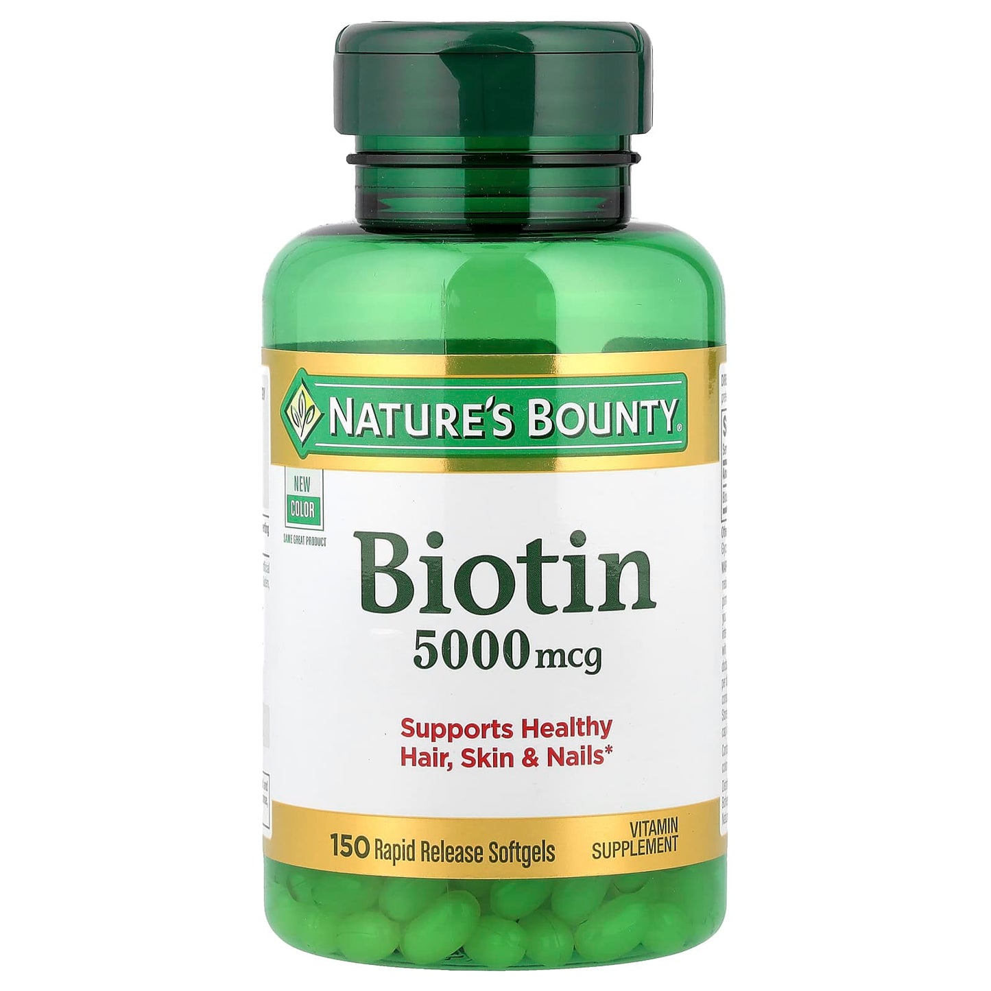Nature's Bounty, Biotin, 5,000 mcg, 150 Rapid Release Softgels - Image 1