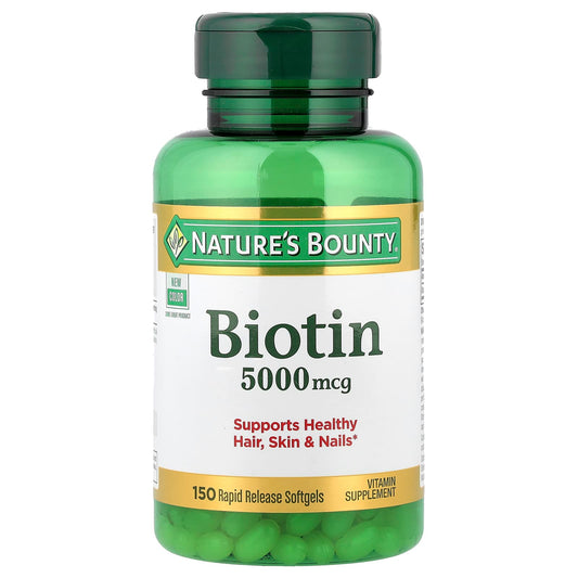 Nature's Bounty, Biotin, 5,000 mcg, 150 Rapid Release Softgels - Image 1