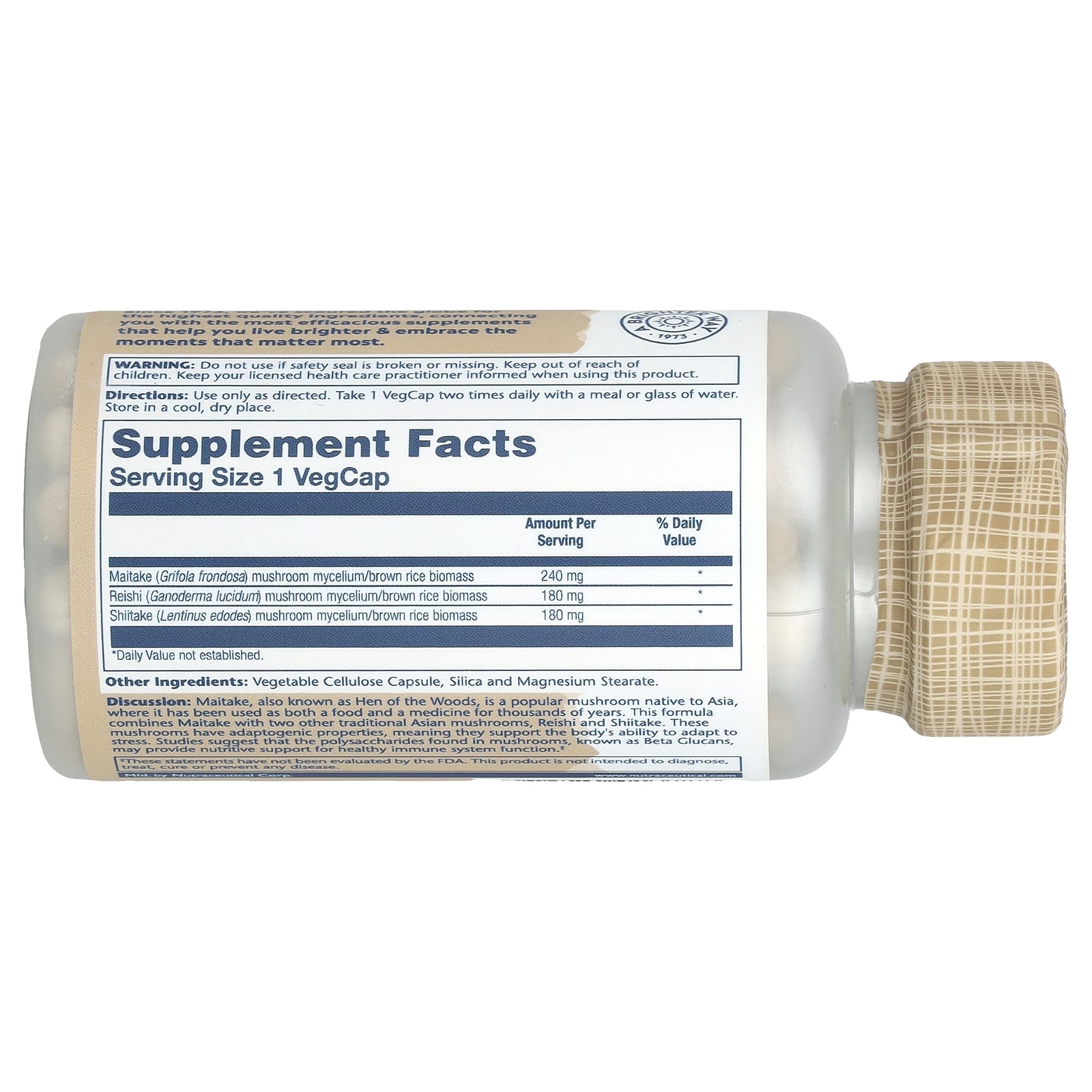 Solaray, Mushroom Immune Complex with Maitake, Reishi & Shiitake, 100 VegCaps - Image 2