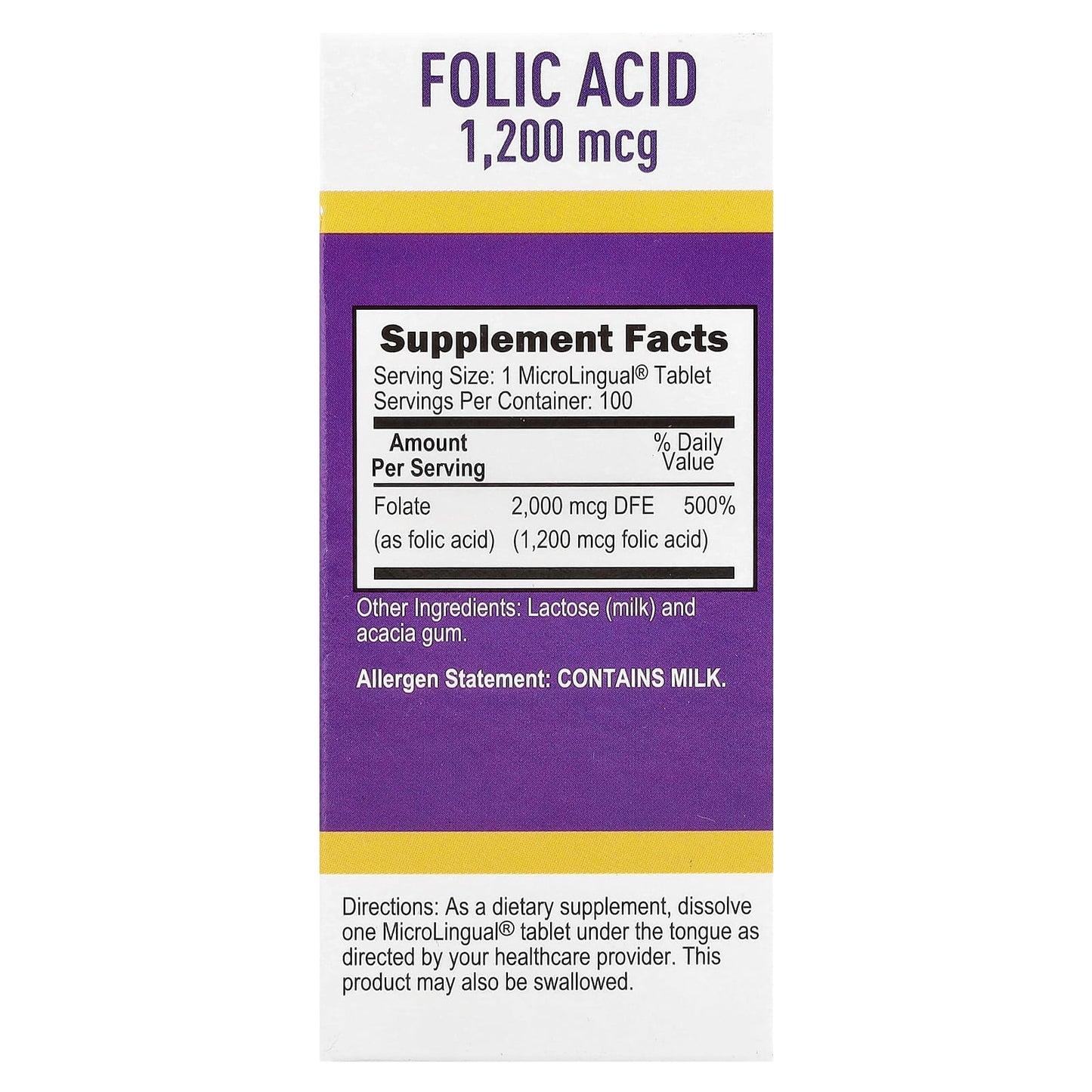 Superior Source, Folic Acid, 1,200 mcg, 100 MicroLingual® Instant Dissolve Tablets - Image 2