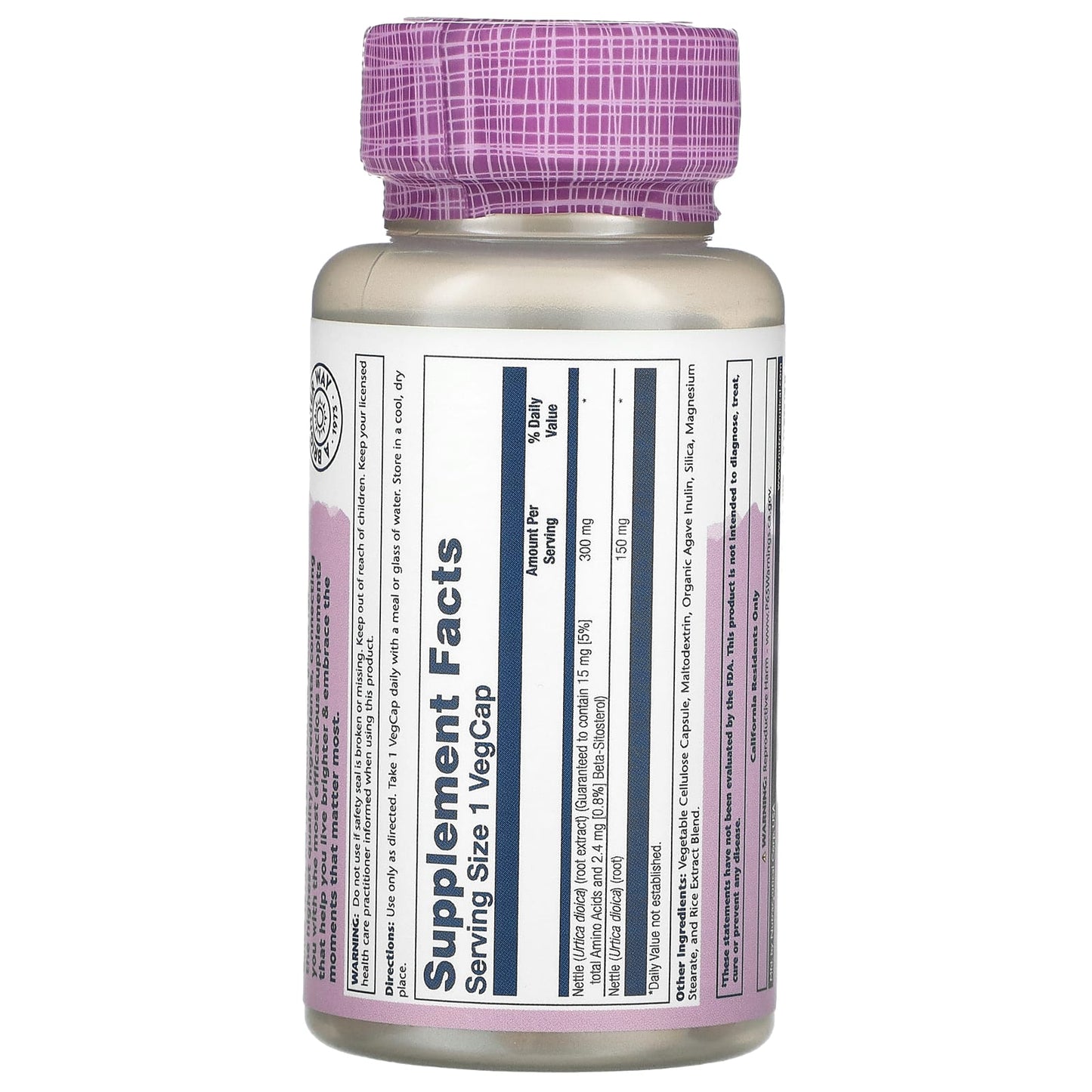 Solaray, Nettle, Vital Extracts, 60 VegCaps - Image 2