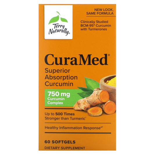 Terry Naturally, CuraMed, Superior Absorption Curcumin, 750 mg, 60 Softgels - Image 1