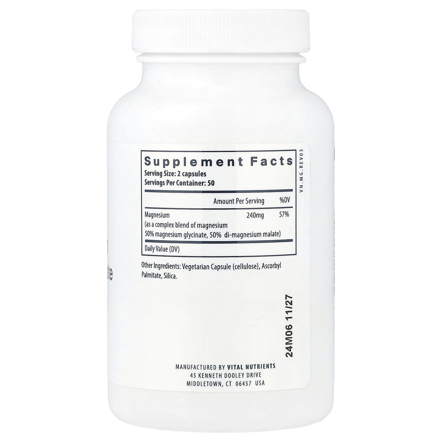 Vital Nutrients, Magnesium, 100 Vegan Capsules (120 mg per Capsule) - Image 2