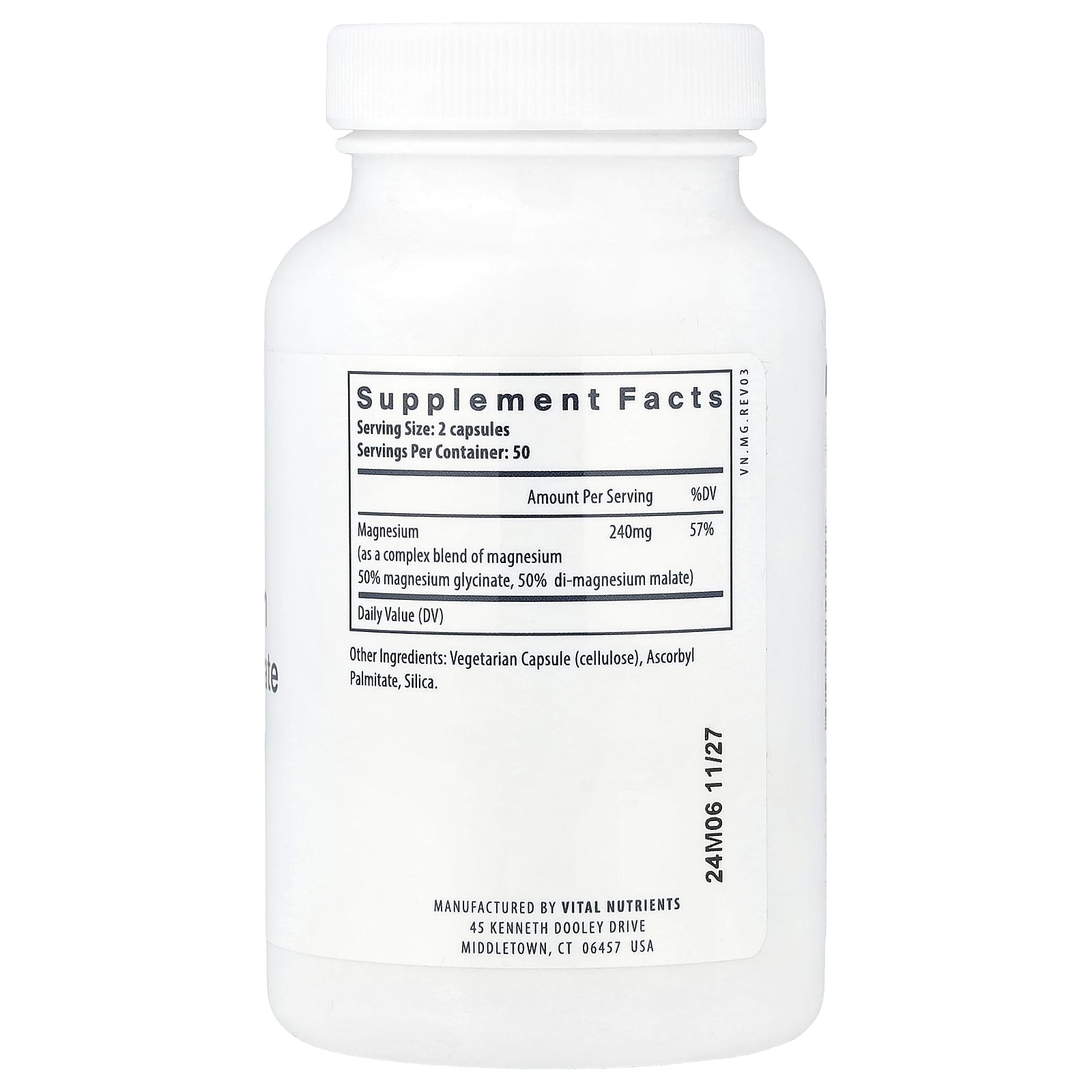 Vital Nutrients, Magnesium, 100 Vegan Capsules (120 mg per Capsule) - Image 2