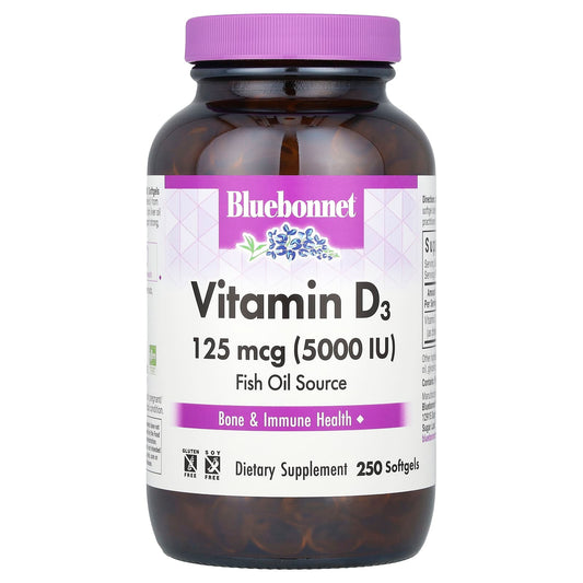 Vitamin D3 125 mcg (5000 IU) Softgels for Bone Health & Immunity by Bluebonnet Nutrition - Image 1