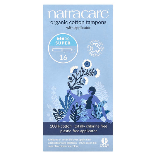 Natracare, Organic Cotton Tampons with Applicator, Super, 16 Tampons - Image 1
