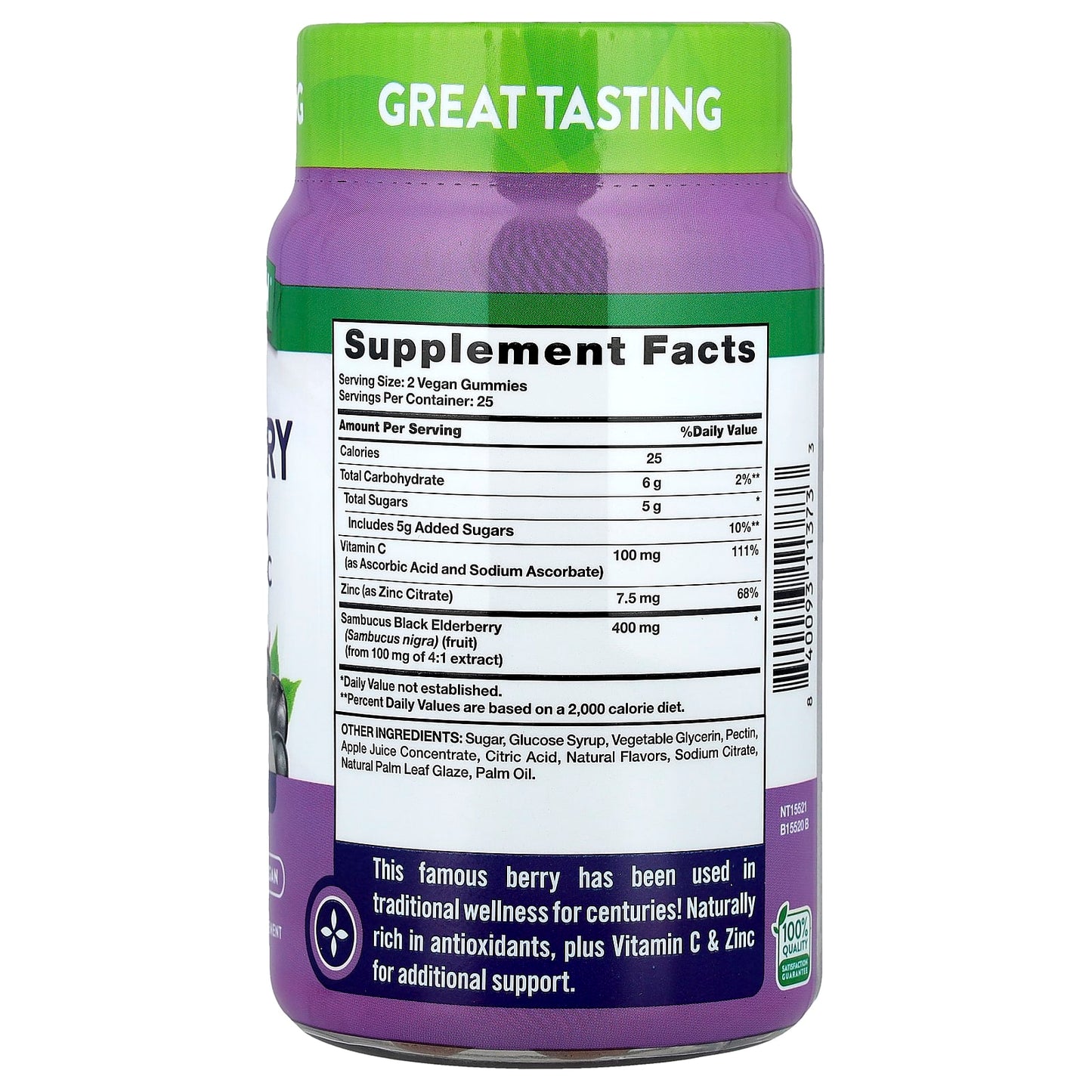 Nature's Truth, Sambucus Elderberry + Vitamin C, Zinc, Natural Berry, 50 Gummies - Image 2