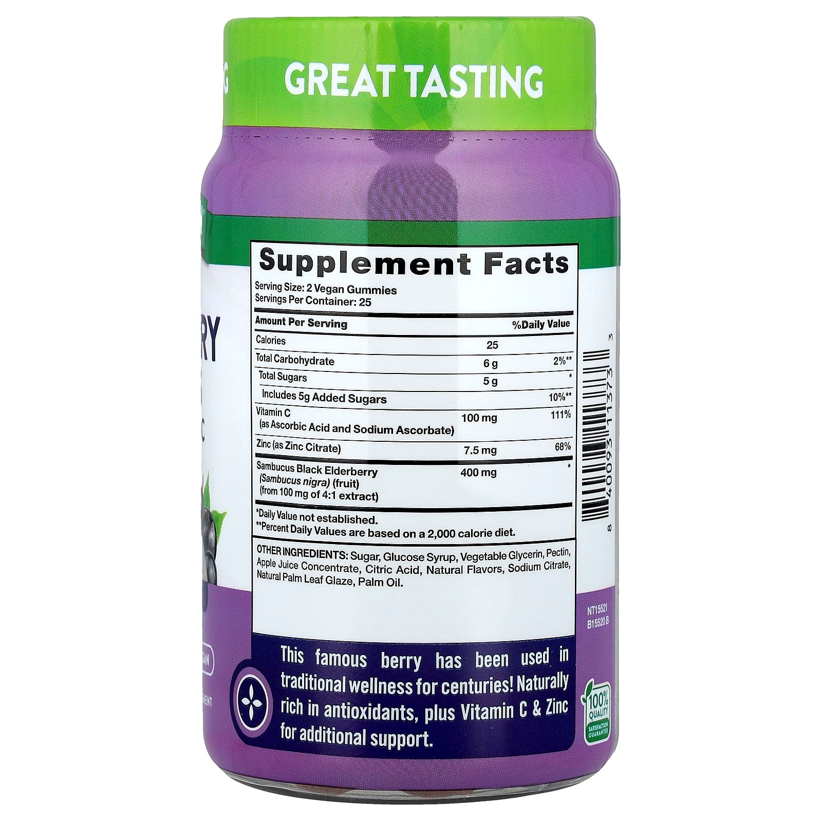 Nature's Truth, Sambucus Elderberry + Vitamin C, Zinc, Natural Berry, 50 Gummies - Image 2