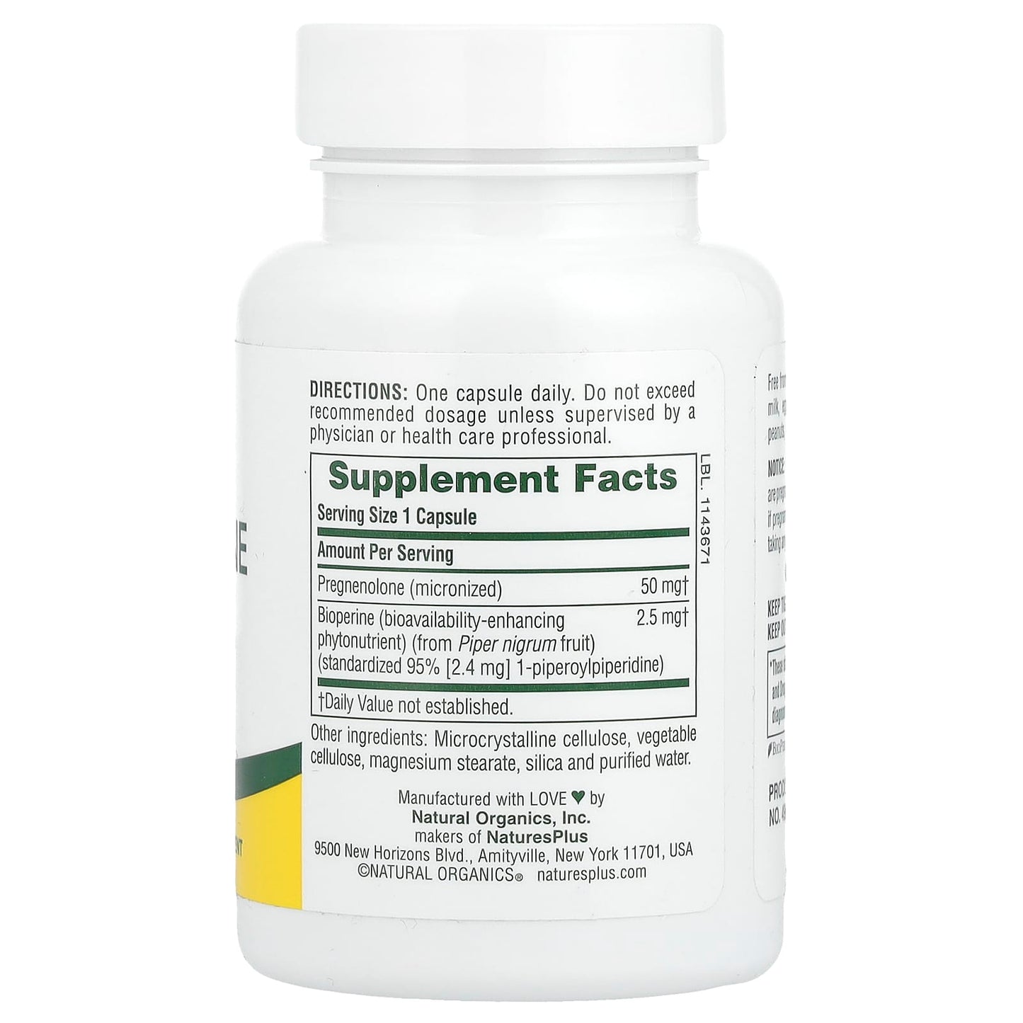 NaturesPlus, Ultra Pregnenolone with Bioperine®, 60 Capsules - Image 2