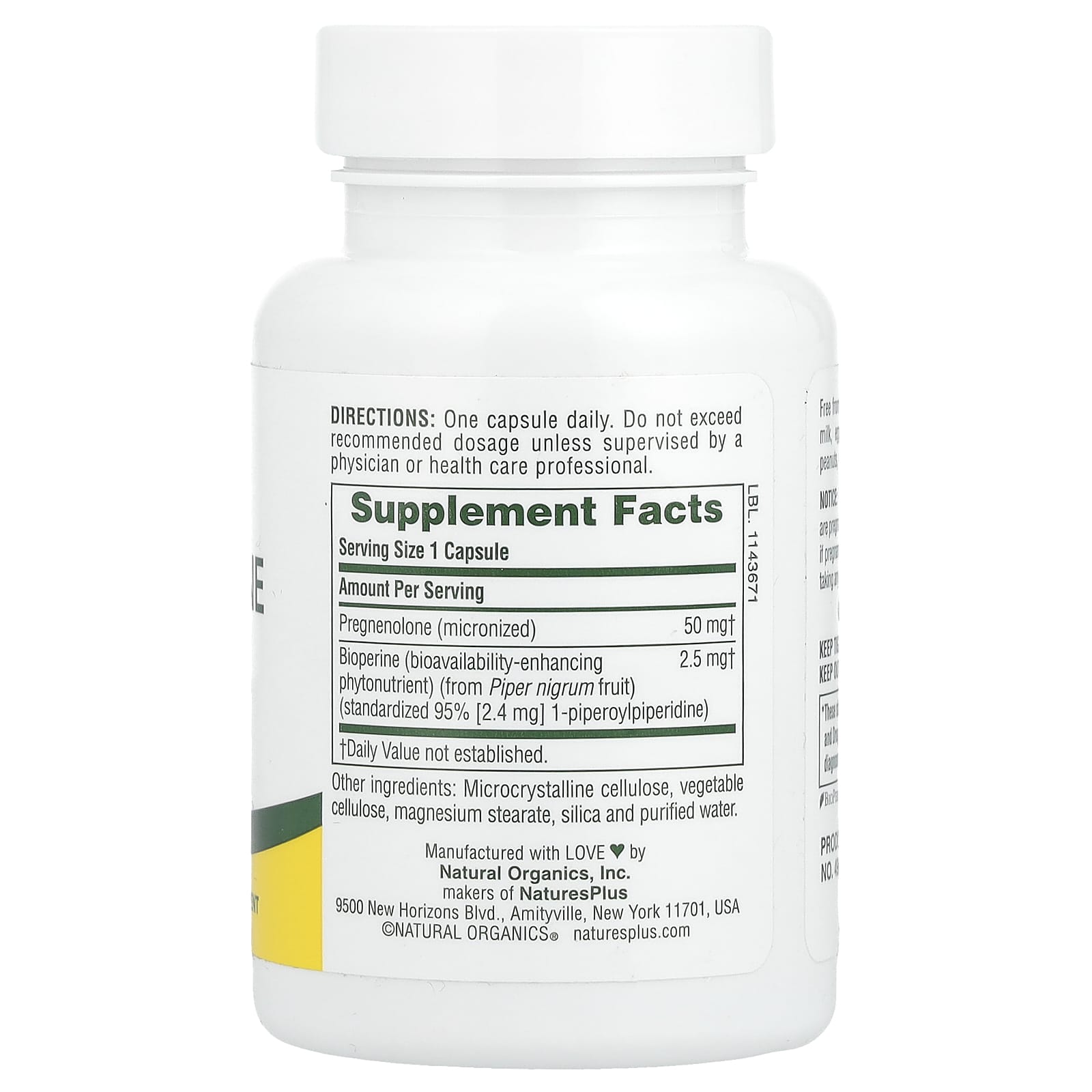 NaturesPlus, Ultra Pregnenolone with Bioperine®, 60 Capsules - Image 2