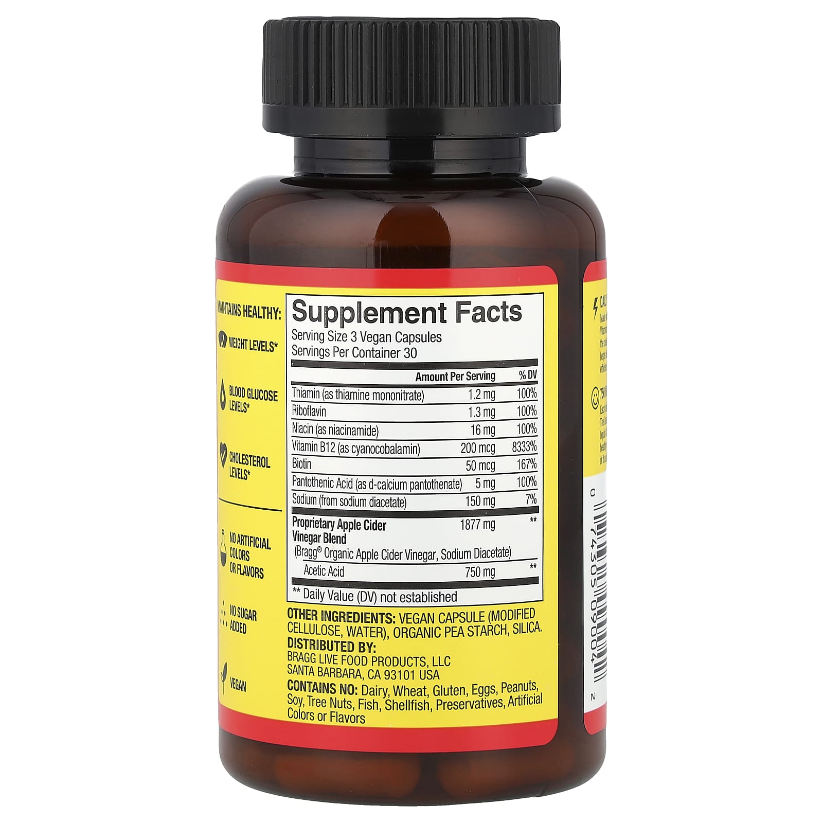 Boost Energy Naturally with Bragg's ACV + B Vitamins, 90 Capsules - Image 2