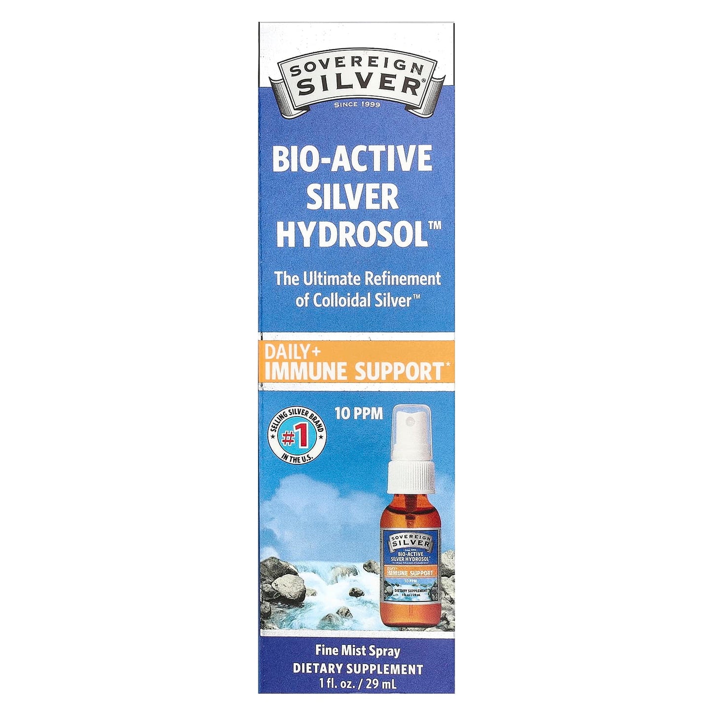 Sovereign Silver, Bio-Active Silver Hydrosol™, Fine Mist Spray, 10 ppm, 1 fl oz (29 ml) - Image 1