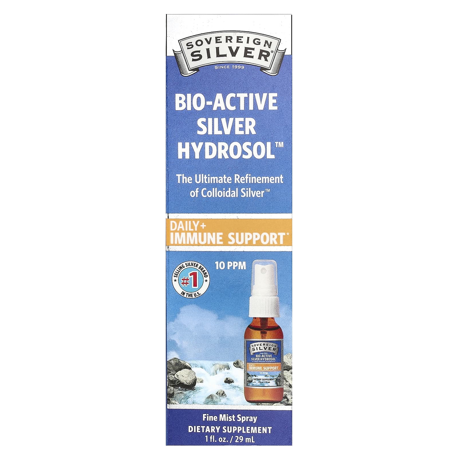 Sovereign Silver, Bio-Active Silver Hydrosol™, Fine Mist Spray, 10 ppm, 1 fl oz (29 ml) - Image 1