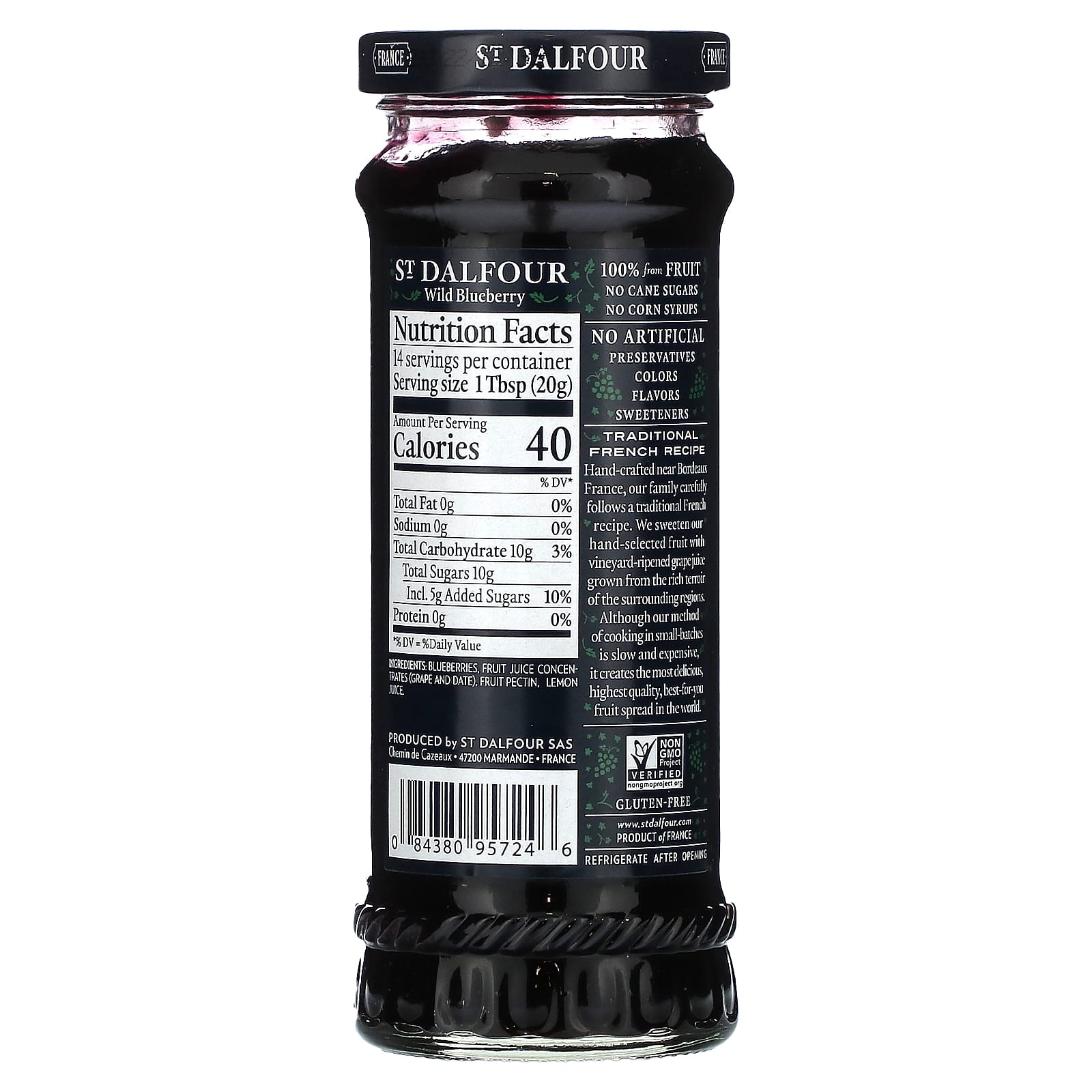 St. Dalfour, Blueberry Fruit Spread, 10 oz (284 g) - Image 2