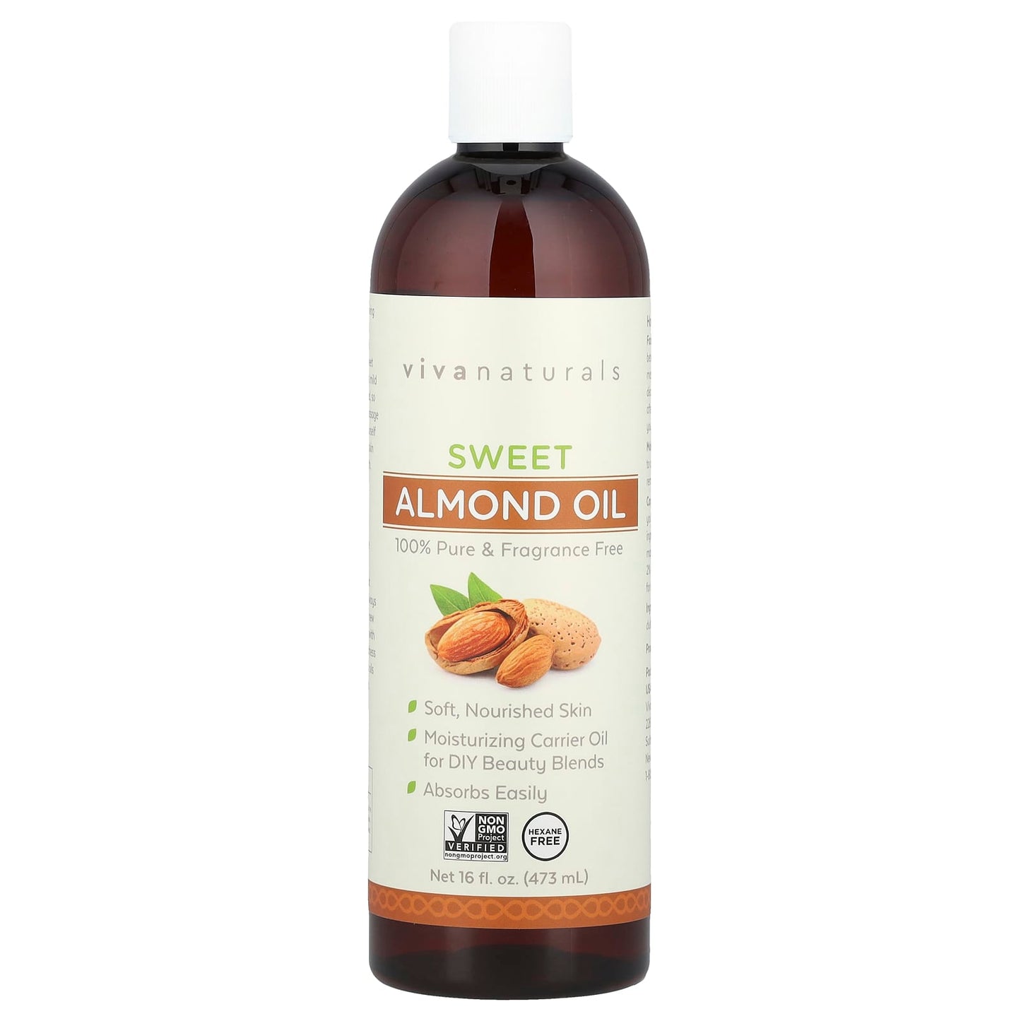 Viva Naturals, Sweet Almond Oil, 16 fl oz (473 ml) - Image 1