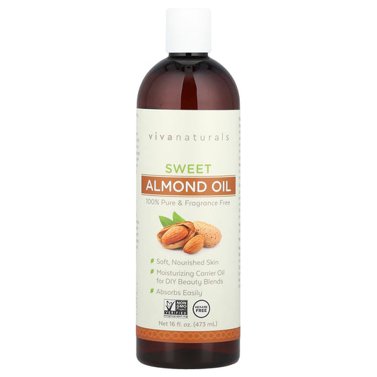 Viva Naturals, Sweet Almond Oil, 16 fl oz (473 ml) - Image 1