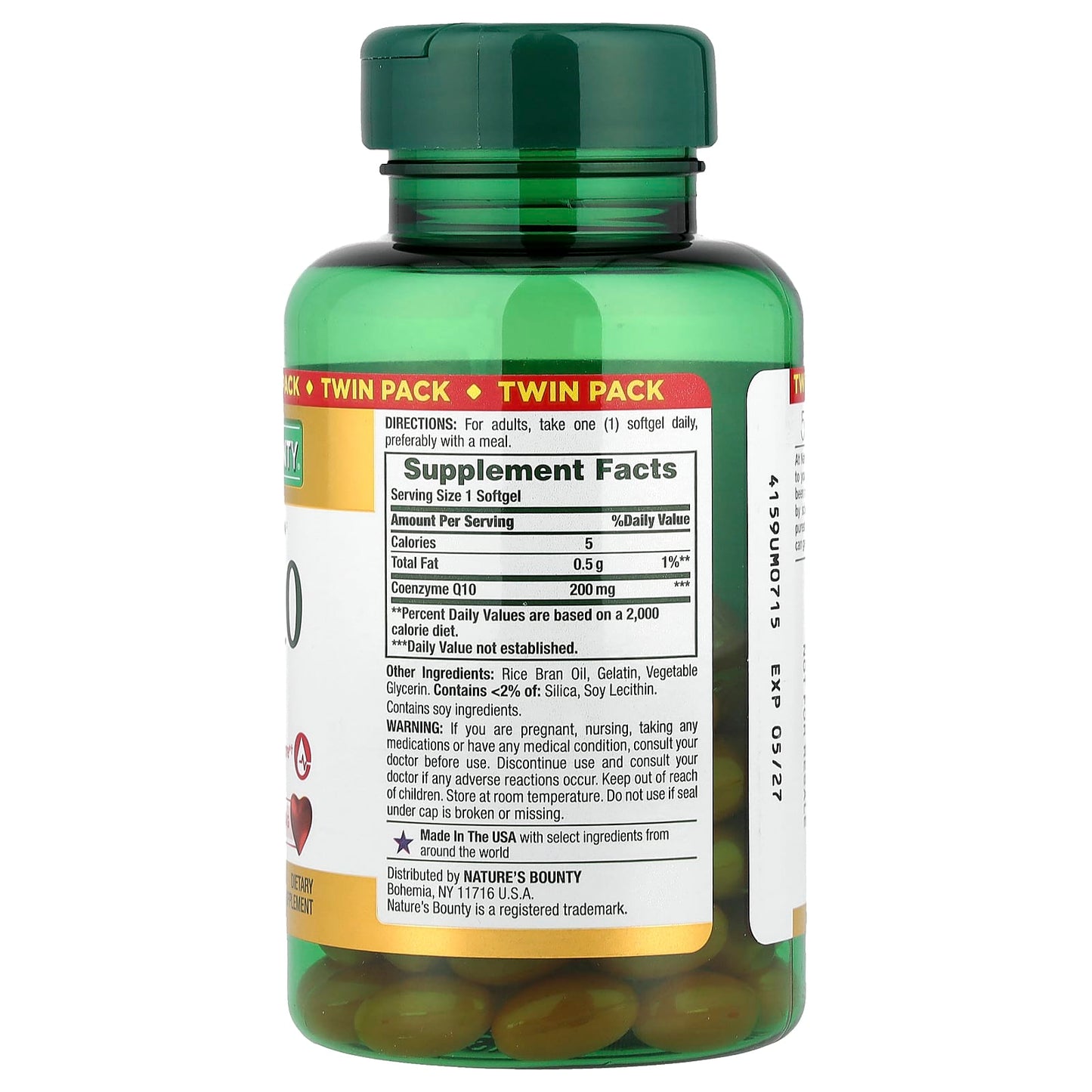 Nature's Bounty, Co Q-10, Twin Pack, 200 mg, 2 Bottles, 80 Rapid Release Softgels Each - Image 2