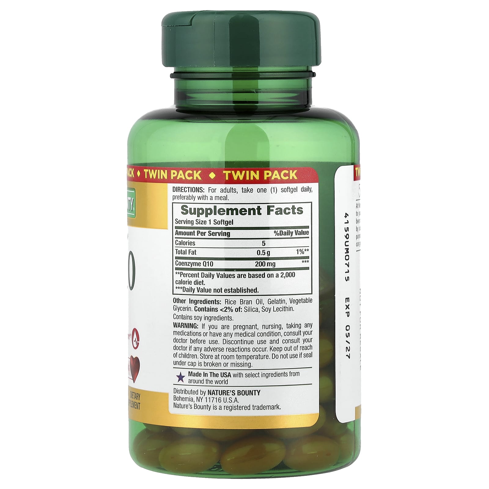 Nature's Bounty, Co Q-10, Twin Pack, 200 mg, 2 Bottles, 80 Rapid Release Softgels Each - Image 2