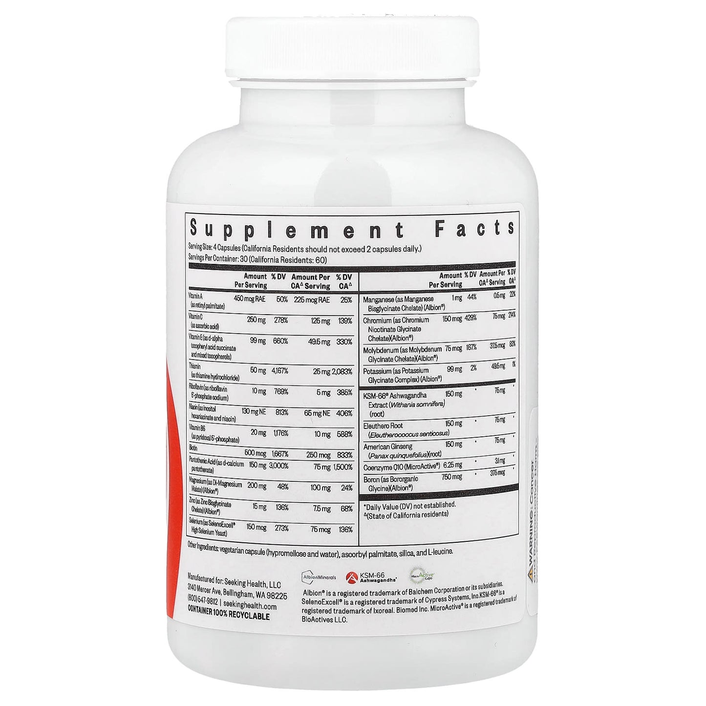 Seeking Health, Multivitamin Sensitive, 120 Capsules - Image 2