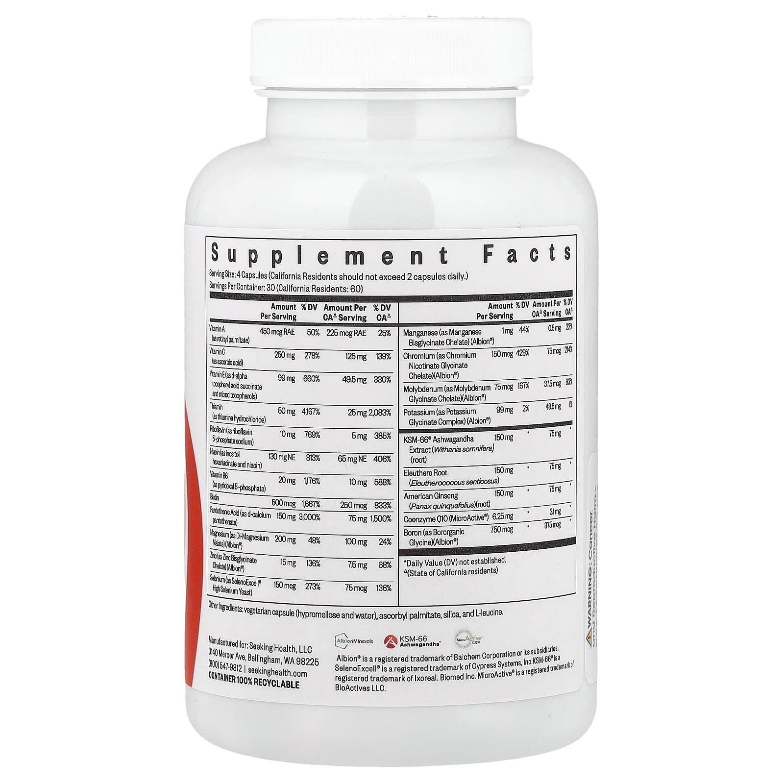 Seeking Health, Multivitamin Sensitive, 120 Capsules - Image 2