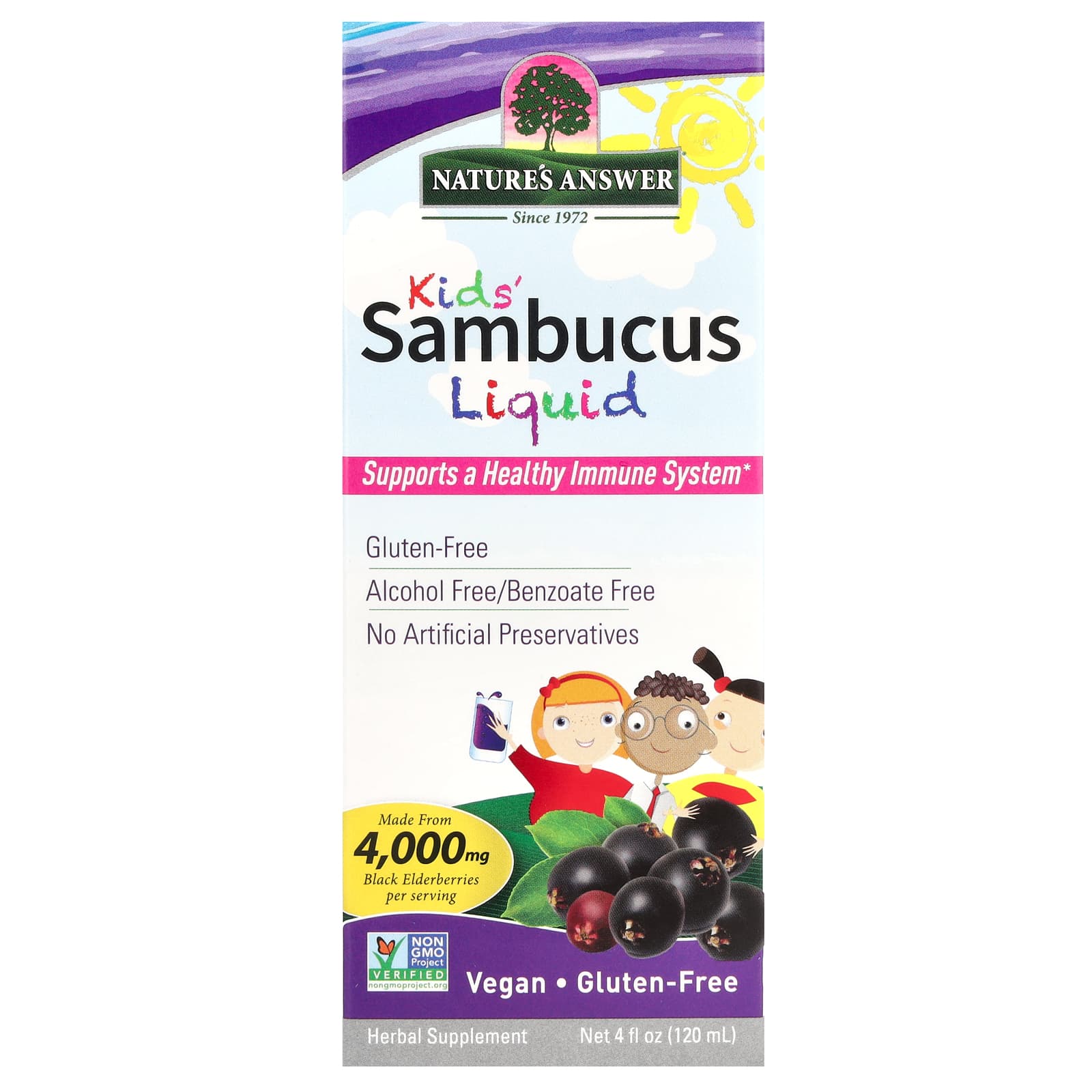 Nature's Answer, Kid's Sambucus Liquid , 4,000 mg, 4 fl oz (120 ml) - Image 1
