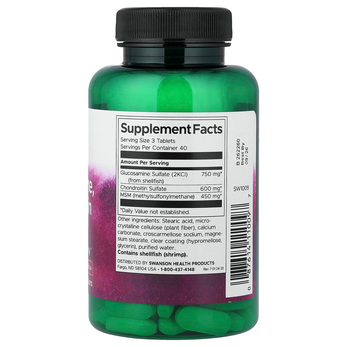 Swanson, Glucosamine, Chondroitin & MSM, 120 Tablets - Image 2