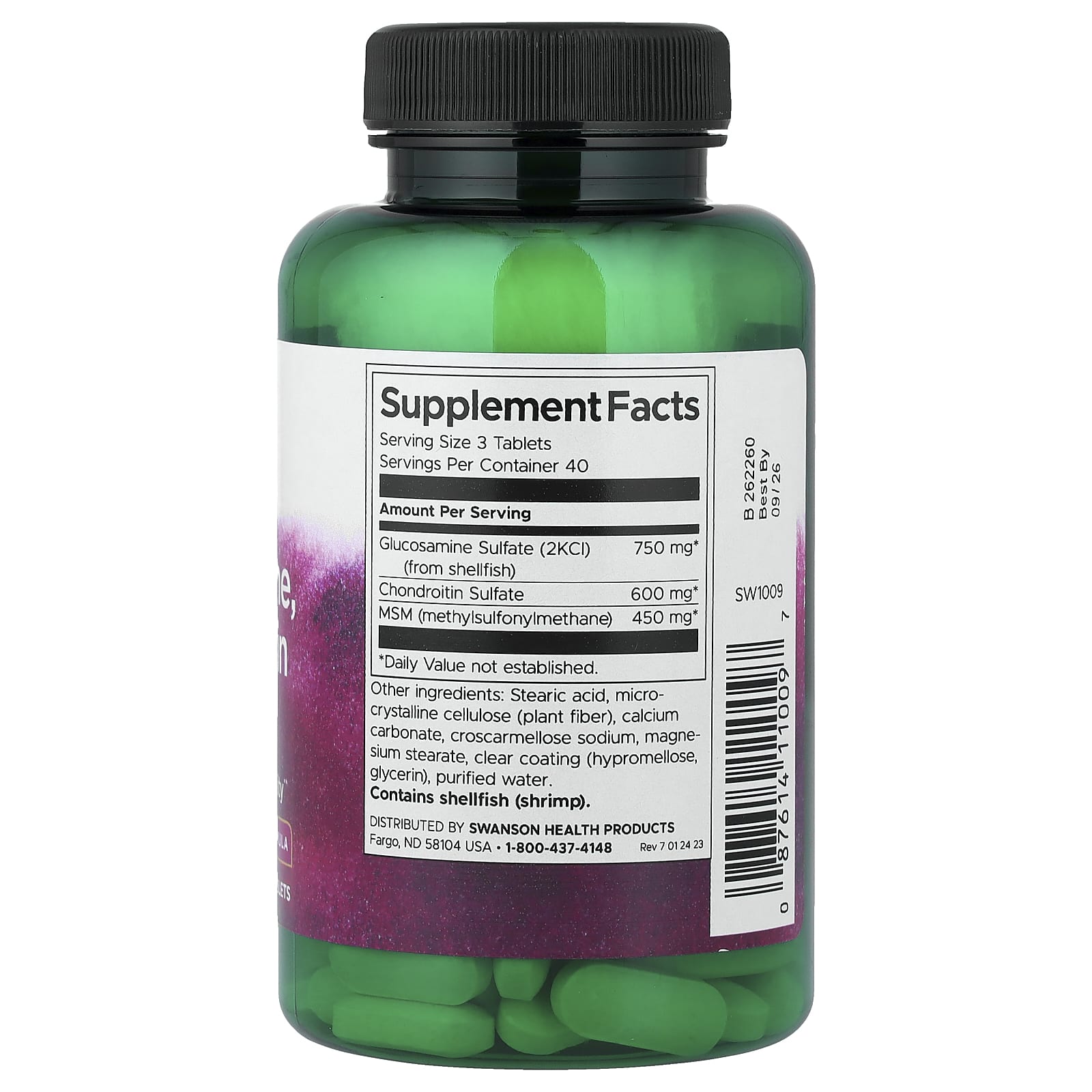 Swanson, Glucosamine, Chondroitin & MSM, 120 Tablets - Image 2