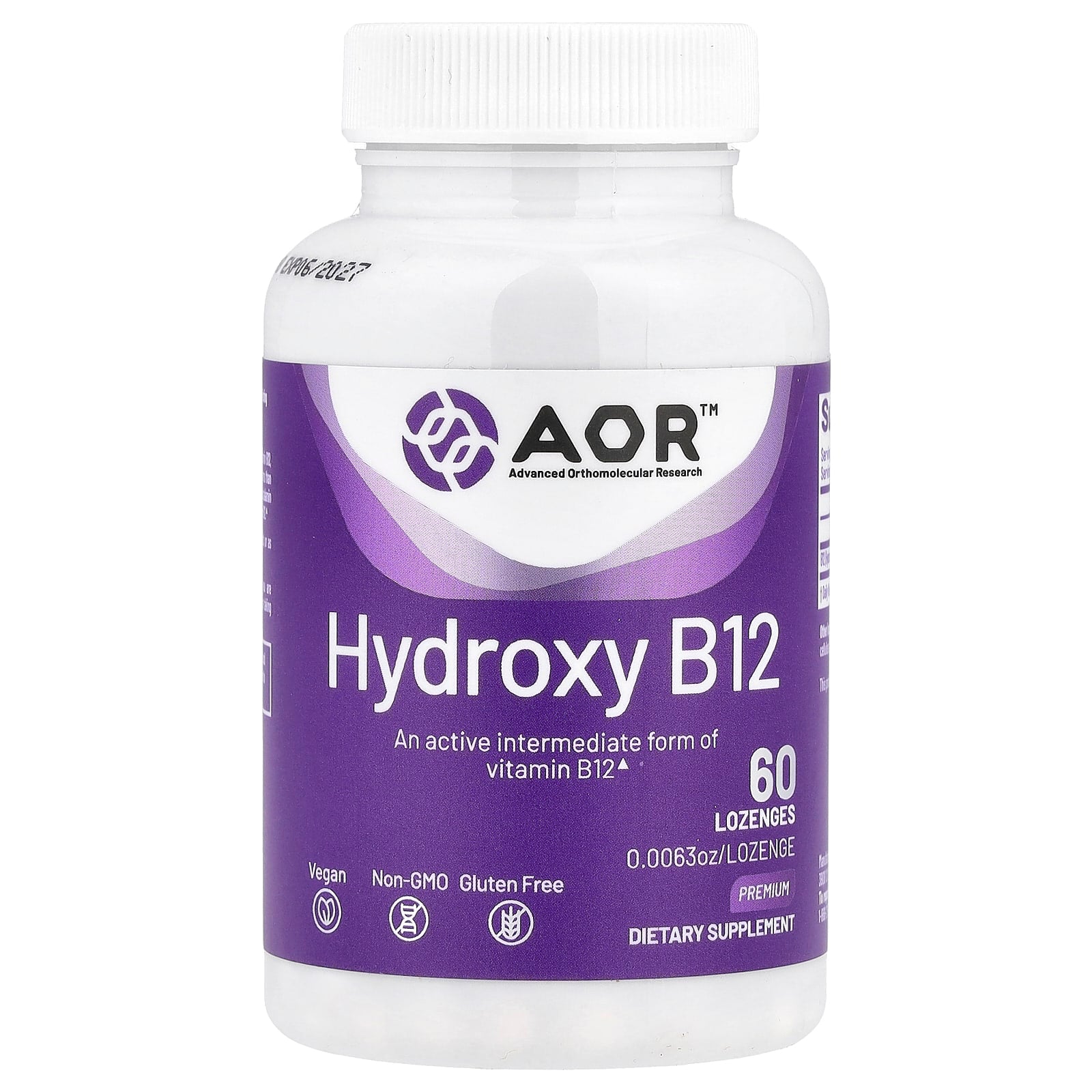 <strong>Hydroxy B12 by AOR - 1,000 mcg, 60 Lozenges</strong> - Image 1