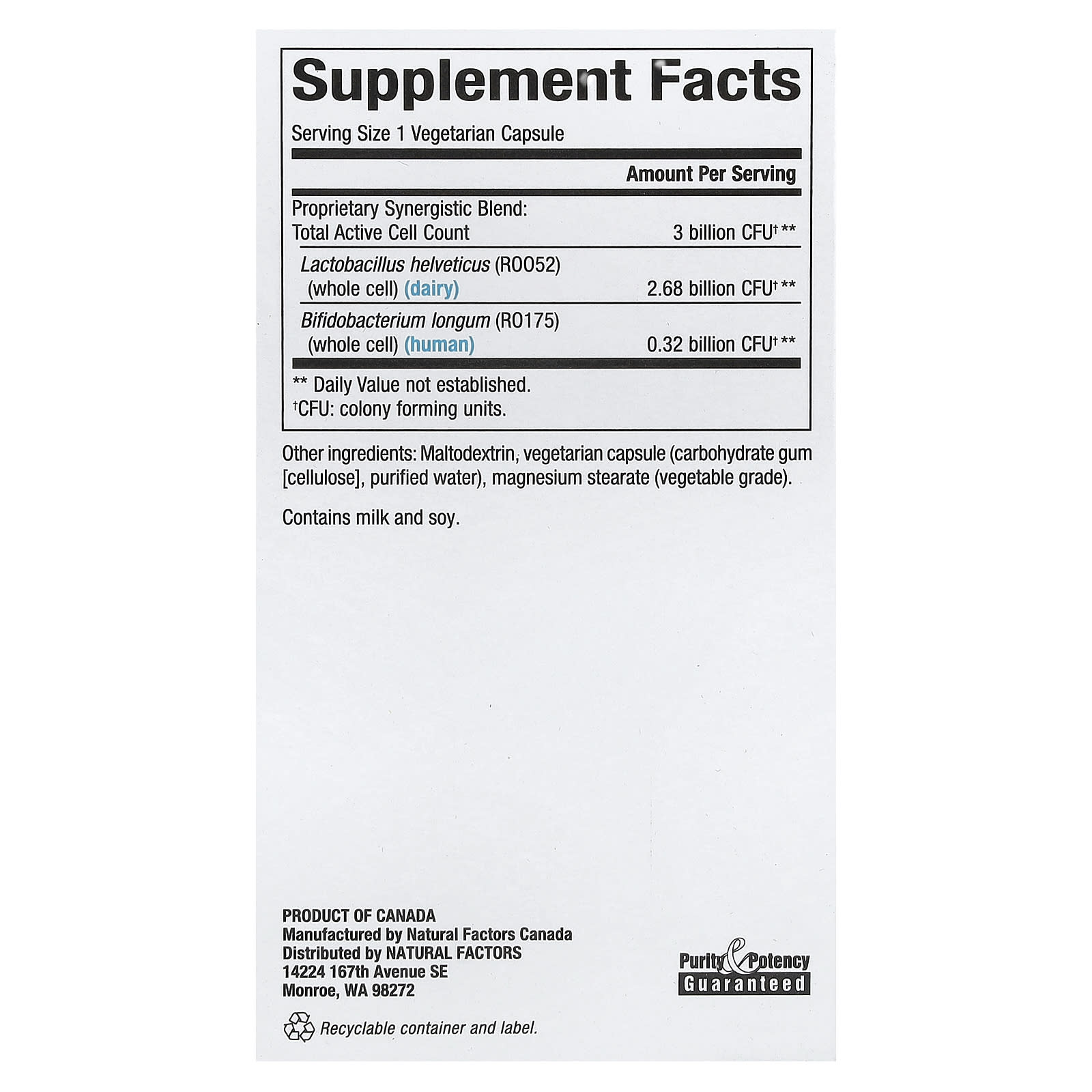 Natural Factors, Calm Biotic™, 3 Billion, 30 Vegetarian Capsules - Image 2