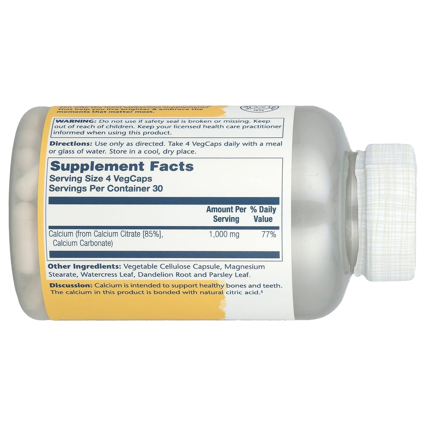 Solaray, Calcium Citrate, 1,000 mg, 120 VegCaps (250 mg per Capsule) - Image 2