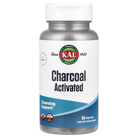 Activated Charcoal Detox Supplement by KAL (50 VegCaps, 250mg) - Image 1