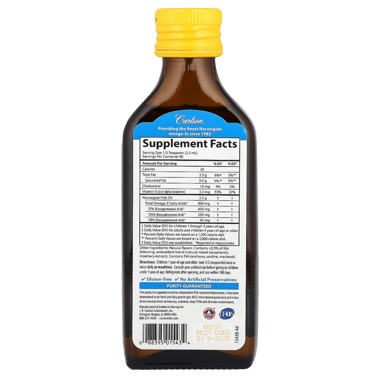 Carlson Norwegian Omega-3 Fish Oil for Kids - 800mg, 6.7 fl oz - Image 2