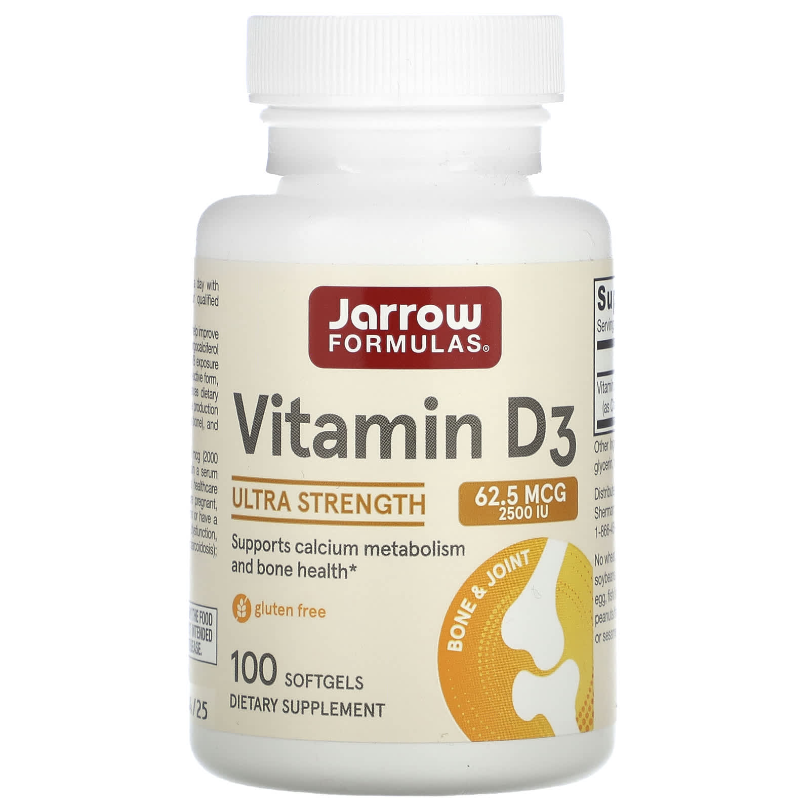 Jarrow Formulas Vitamin D3 Ultra Strength 100 Softgels - Image 1