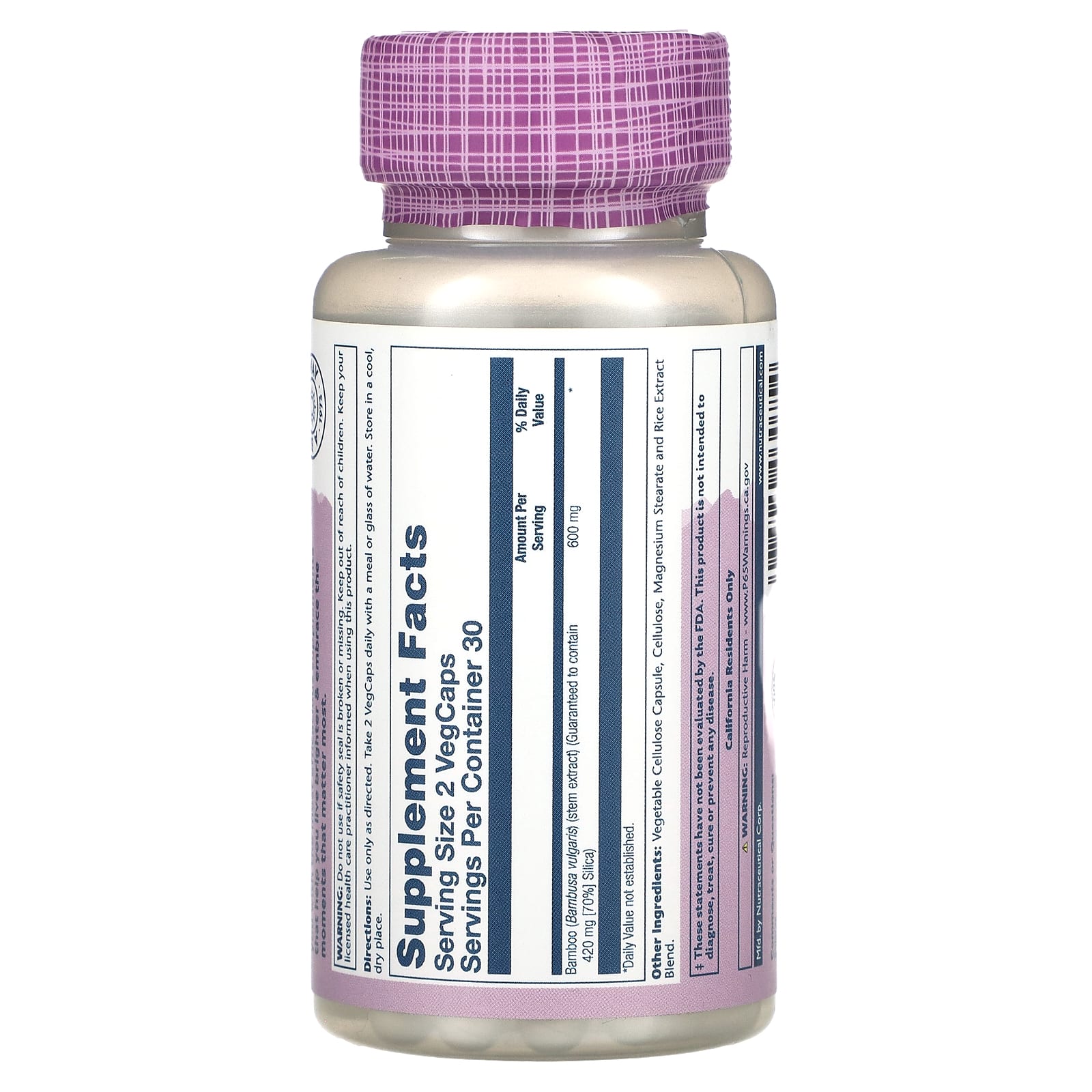 Solaray, Vital Extracts, Bamboo, 60 VegCaps (300 mg per VegCap) - Image 2