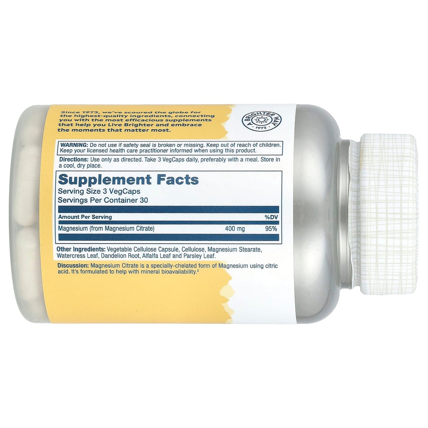 Solaray, Magnesium Citrate, 90 Capsules (133 mg per Capsule) - Image 2