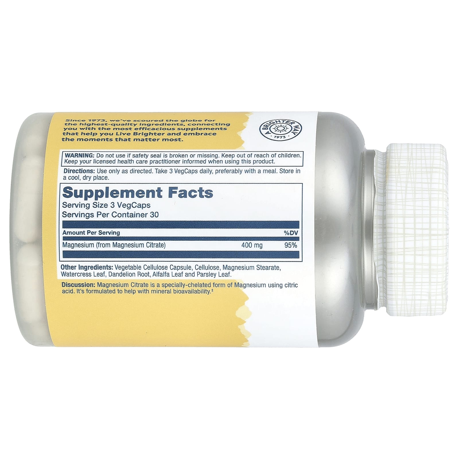 Solaray, Magnesium Citrate, 90 Capsules (133 mg per Capsule) - Image 2