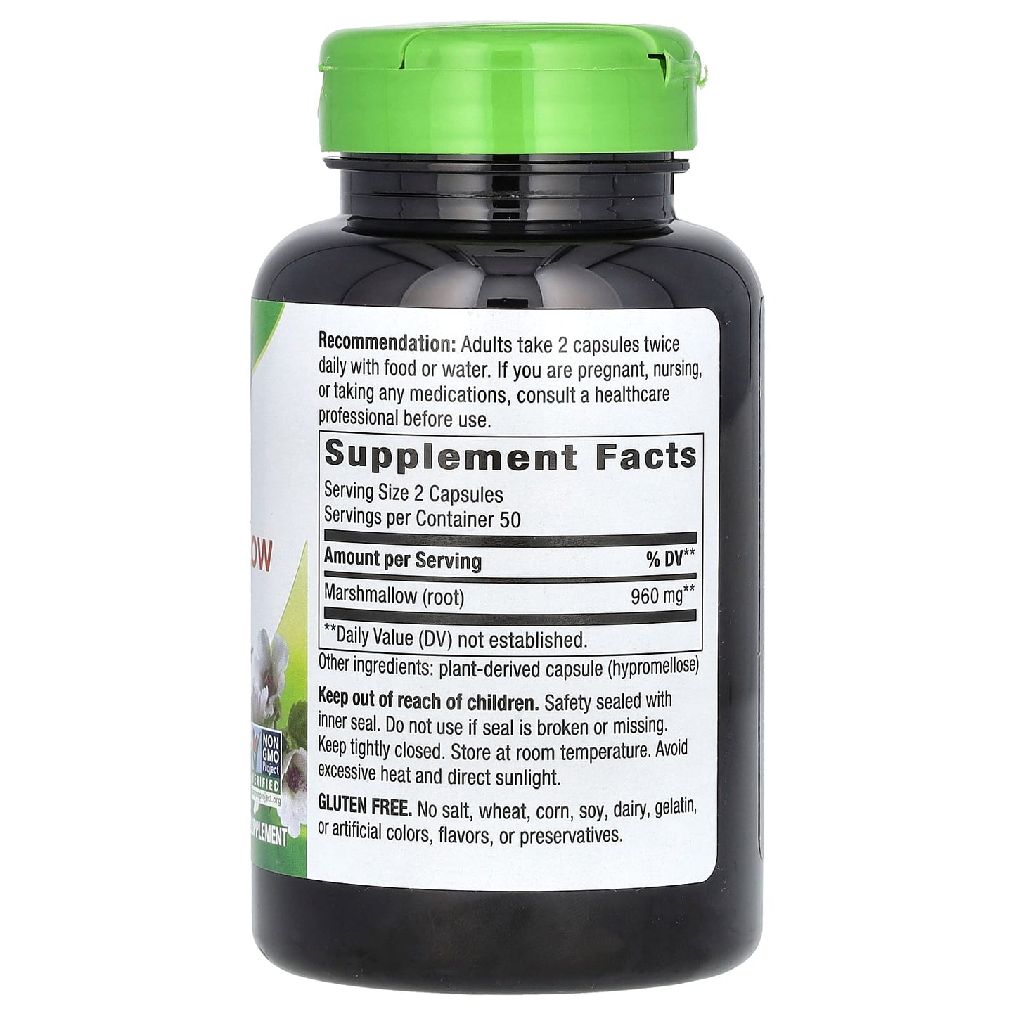 Nature's Way, Marshmallow Root, 100 Vegan Capsules (480 mg per Capsule) - Image 2