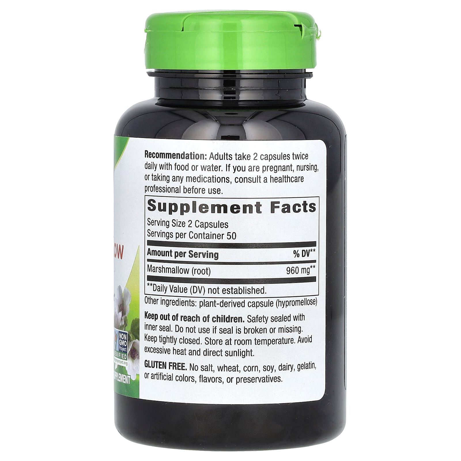Nature's Way, Marshmallow Root, 100 Vegan Capsules (480 mg per Capsule) - Image 2