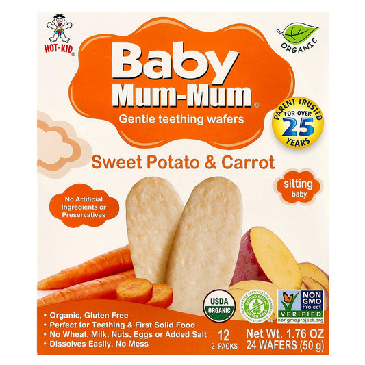 Sweet Potato & Carrot Baby Teething Wafers | Gluten-Free & USDA Organic - Image 1