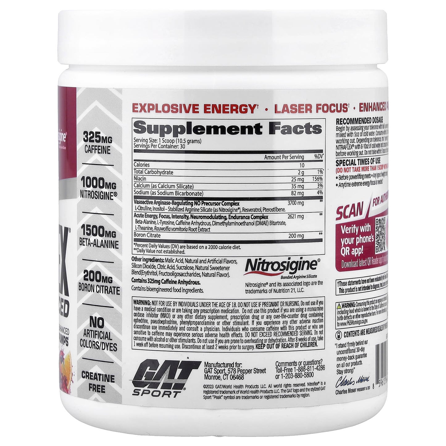GAT NITRAFLEX Advanced Pre-Workout Energy & Focus Formula 11.1 oz - Image 2