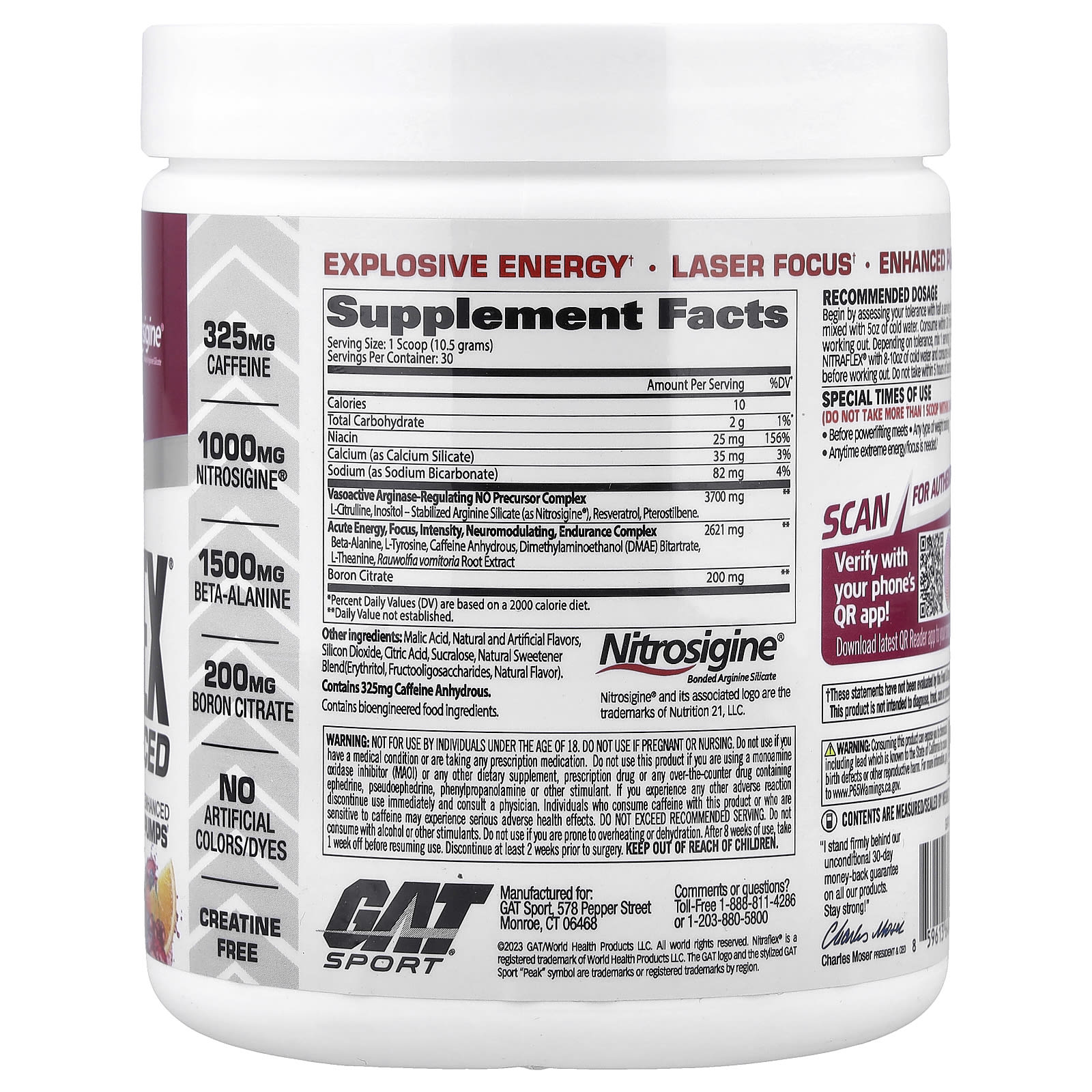 GAT NITRAFLEX Advanced Pre-Workout Energy & Focus Formula 11.1 oz - Image 2