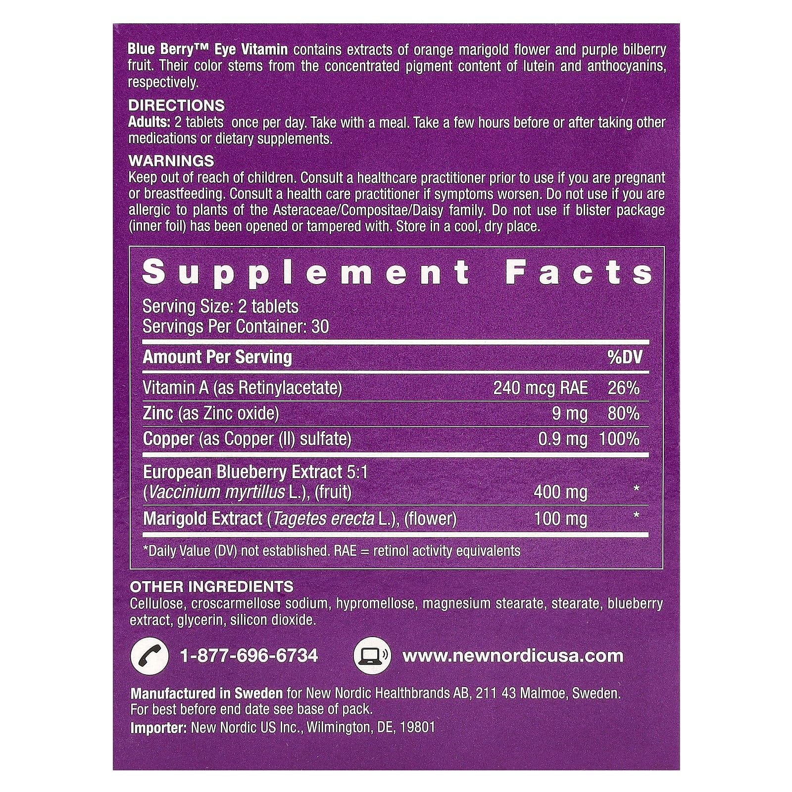 New Nordic, Blue Berry, Eye Vitamin, 60 Tablets - Image 2